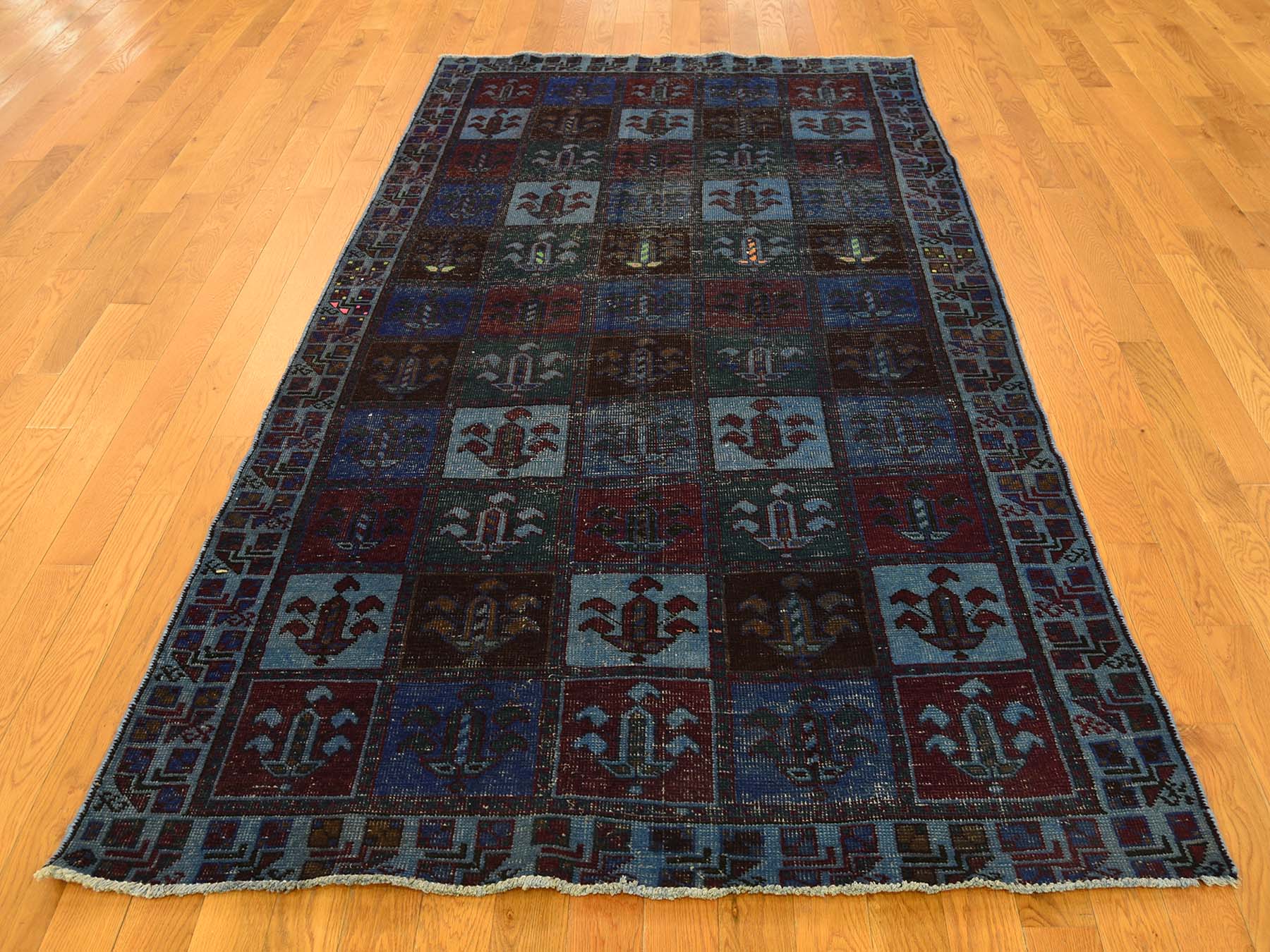4 3 X8 2 Handmade Overdyed Persian Bakhtiari Worn Wide Runner Rug Image Is Loading 4 039 3 X8 2
