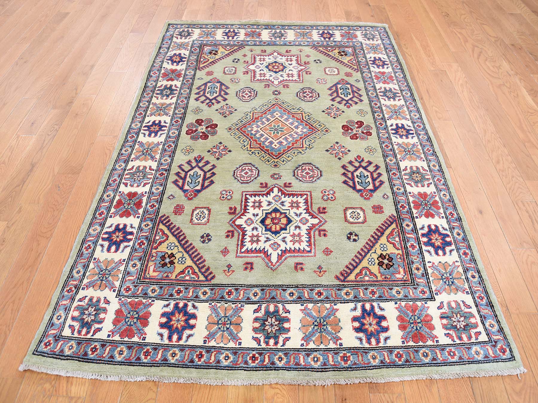 Clic World New Mexico S Best Source For Oriental Rugs Kilims 4 X5 8 Special Kazak Sea Green Tribal Design Hand Knotted Oriental Rug Cwr38813