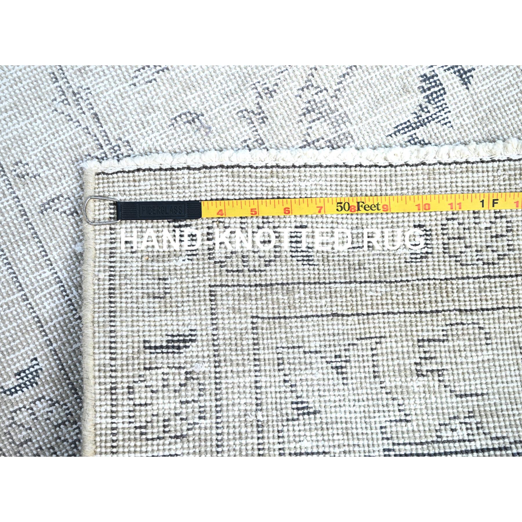 2'6"x10' Delicate White, Cropped Thin Fragment, Old Persian Tabriz Hand Knotted Pure Wool, Distressed Look, Evenly Worn, Sides and Ends Secured, White Wash Oriental Runner Rug Sh223