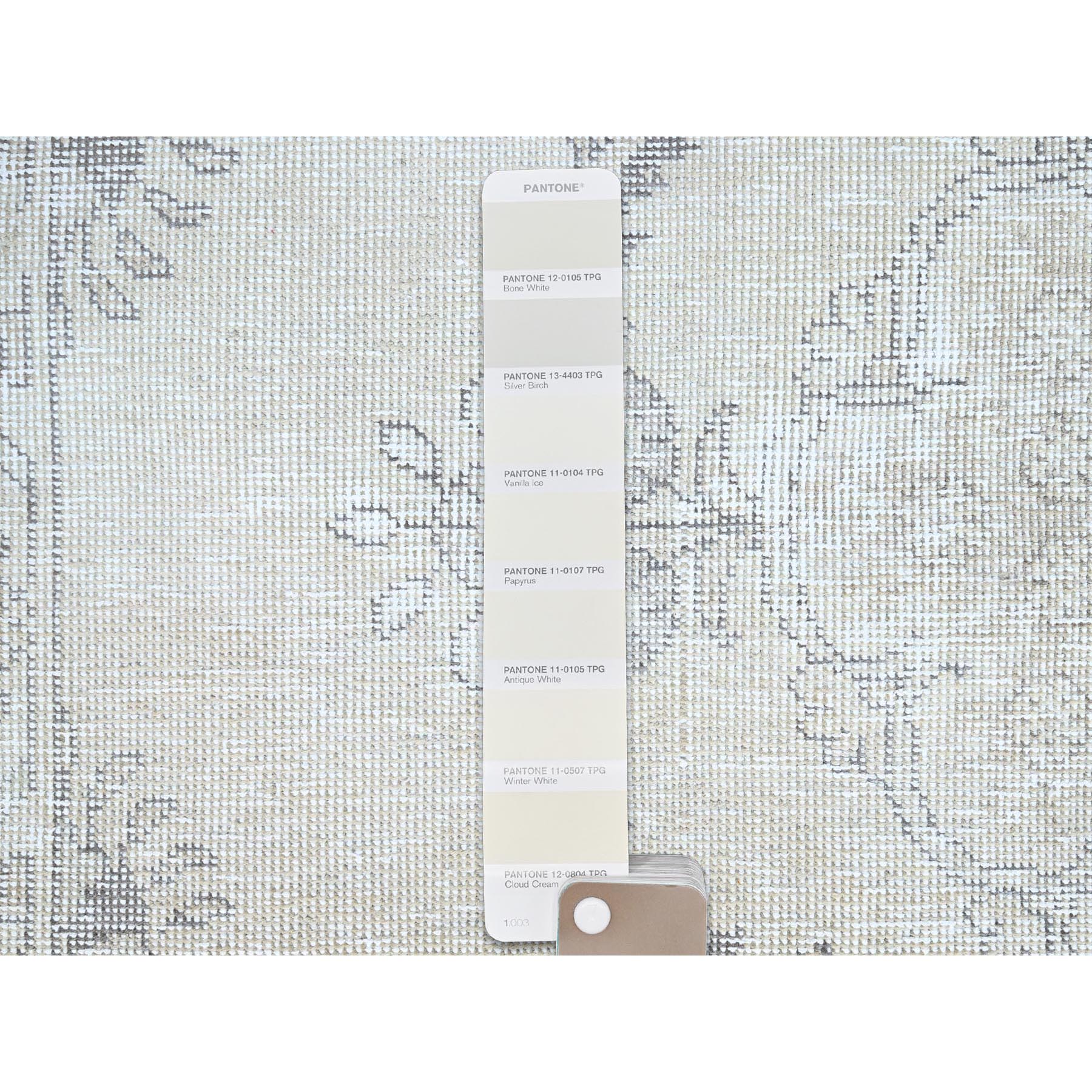 2'6"x7'6" Snow White, Hand Knotted, Cropped Thin, All Natural Wool, Even Wear And Distressed Look, No Holes Fragment, White Wash, Sides And Ends Secured Professionally, Vintage Persian Tabriz, Runner Oriental Rug Sh224
