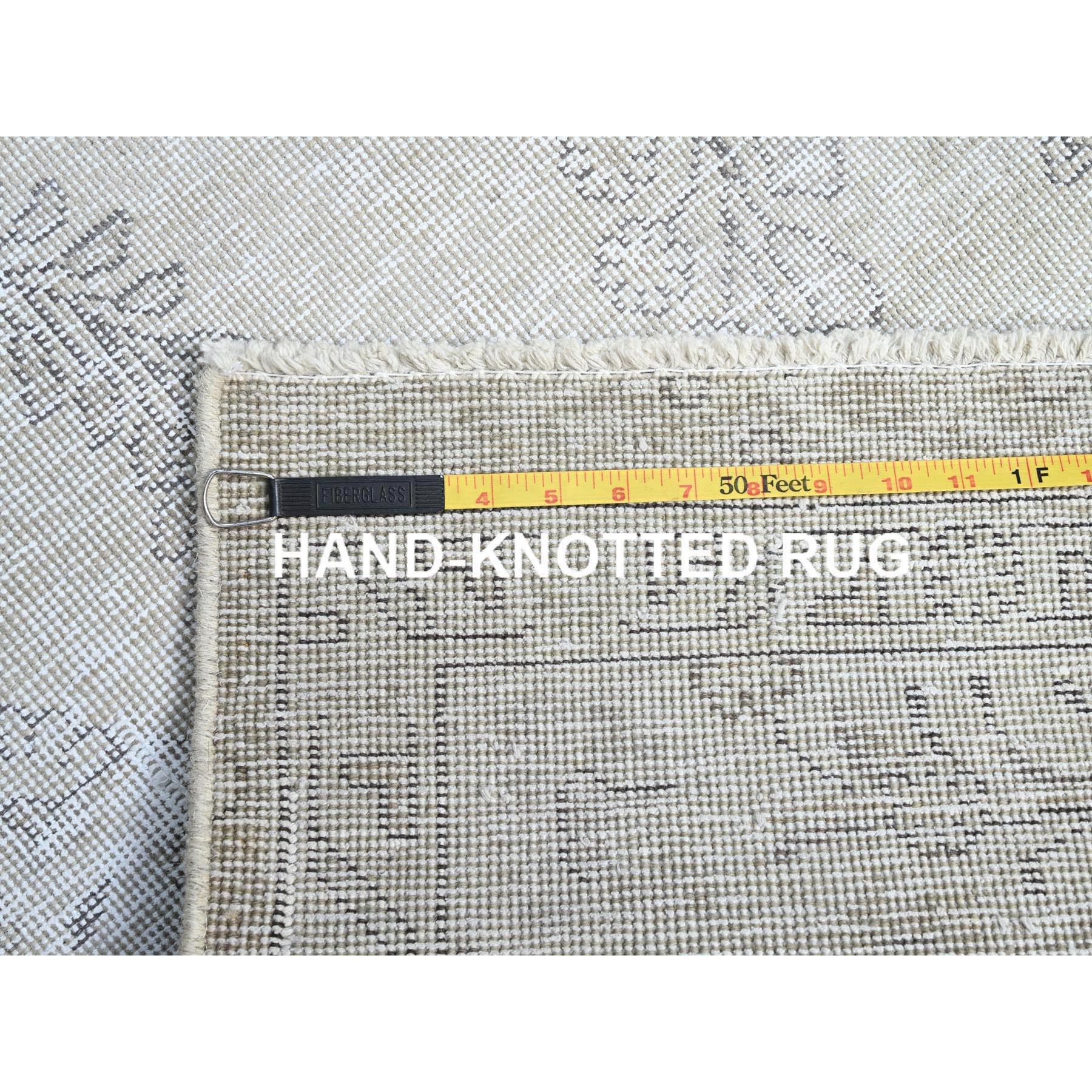 2'6"x7'6" Snow White, Hand Knotted, Cropped Thin, All Natural Wool, Even Wear And Distressed Look, No Holes Fragment, White Wash, Sides And Ends Secured Professionally, Vintage Persian Tabriz, Runner Oriental Rug Sh224