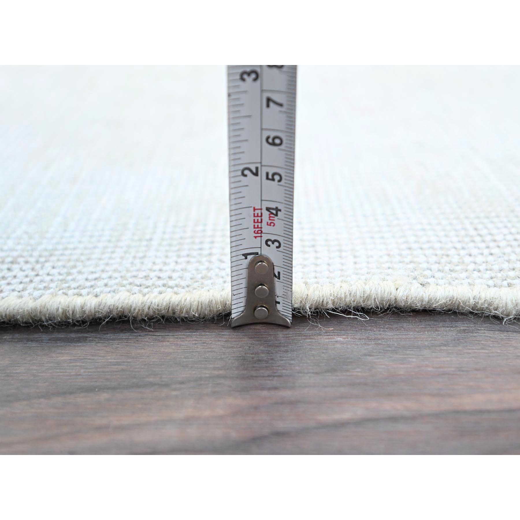 2'2"x5'10" Alabaster White, Distressed Look With No Holes, Pure Wool, Hand Knotted, Evenly Worn, Sheared Low Fragment, White Washed Persian Tabriz, Sides And Ends Secured Professionally, Vintage Runner Oriental Rug Sh225