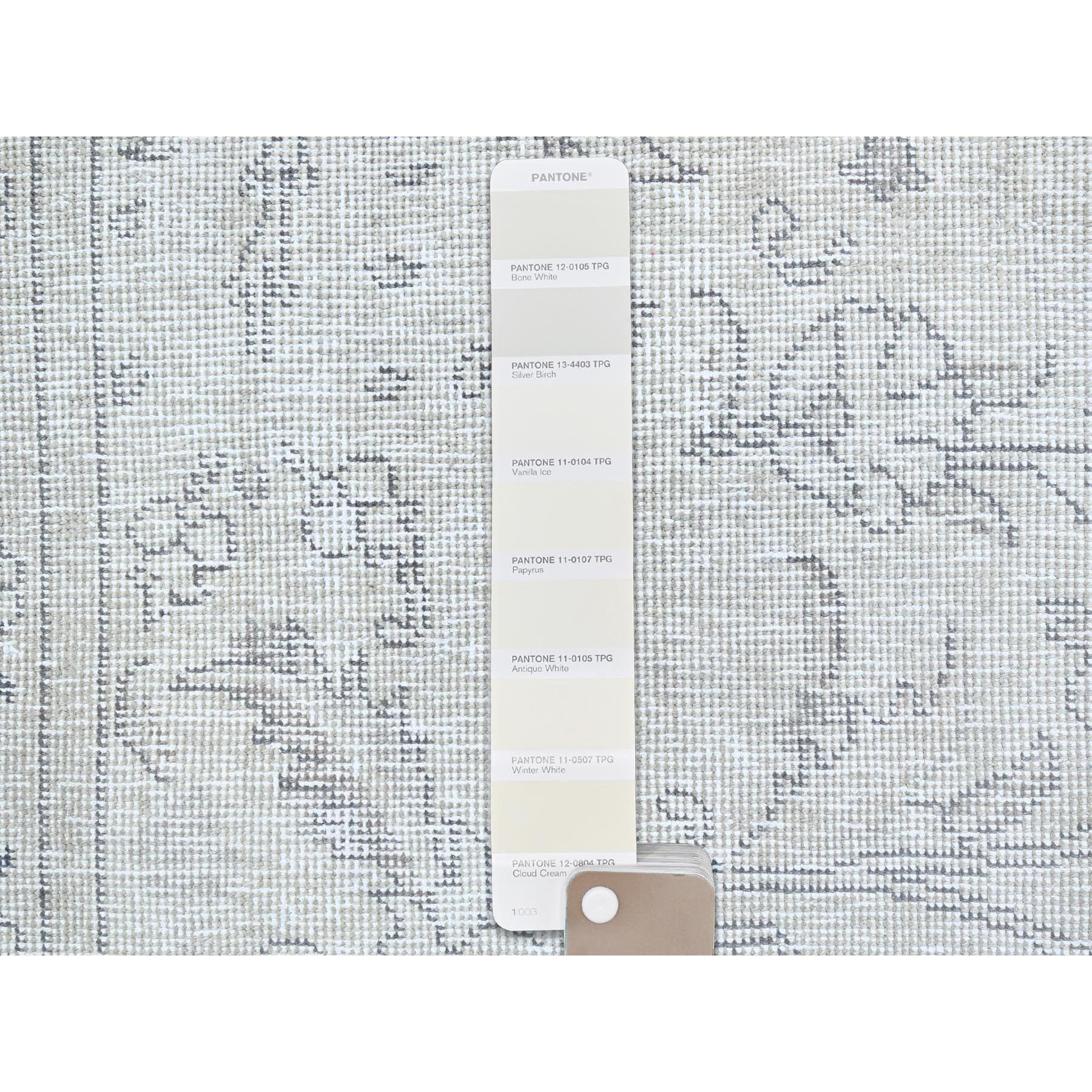 2'2"x9' Link White, Fragment, Even Wear With Distressed Look, Hand Knotted, Cropped Thin, White Wash, Vintage Persian Tabriz, Sides And Ends Secured Professionally, Runner Oriental Rug Sh226
