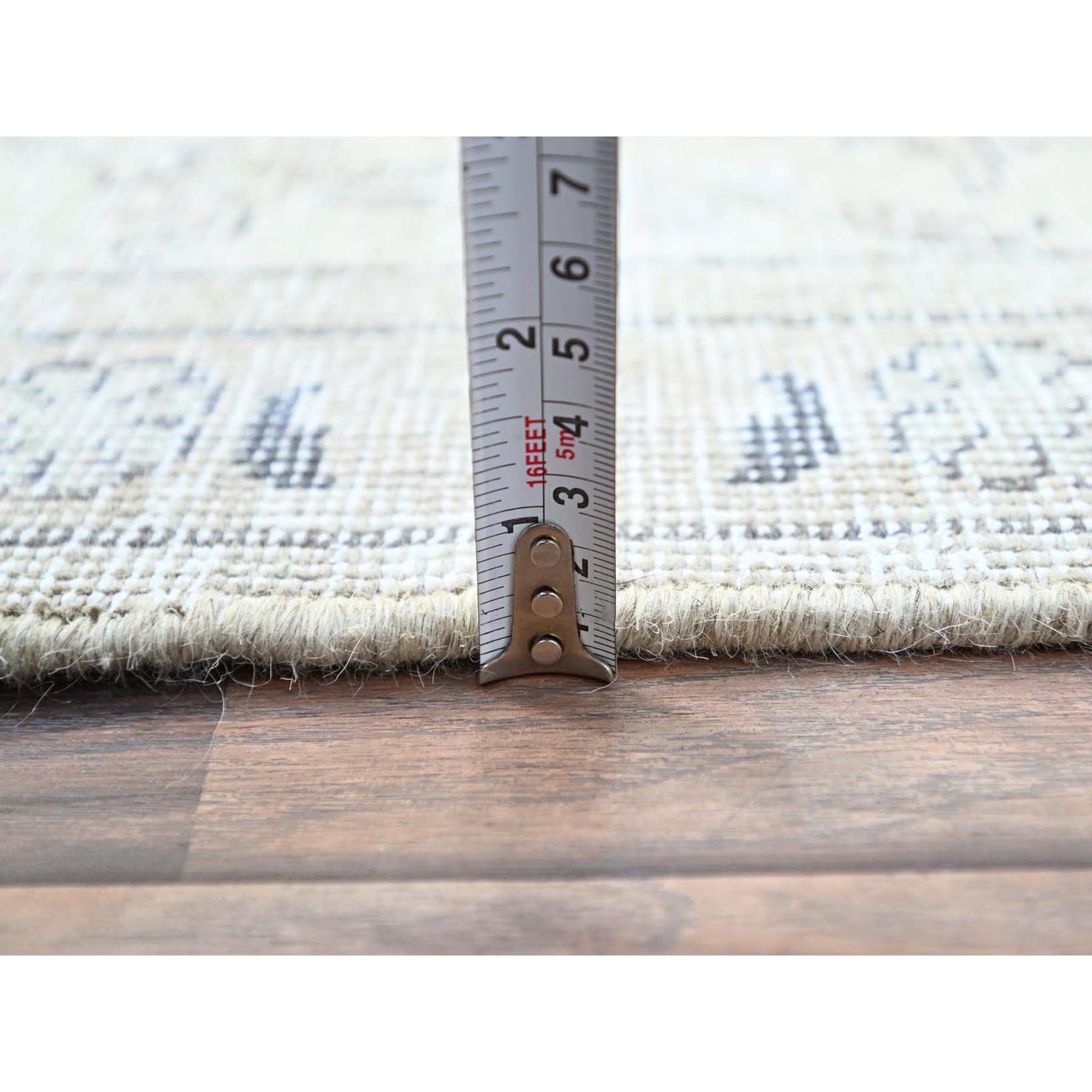2'2"x9' Link White, Fragment, Even Wear With Distressed Look, Hand Knotted, Cropped Thin, White Wash, Vintage Persian Tabriz, Sides And Ends Secured Professionally, Runner Oriental Rug Sh226