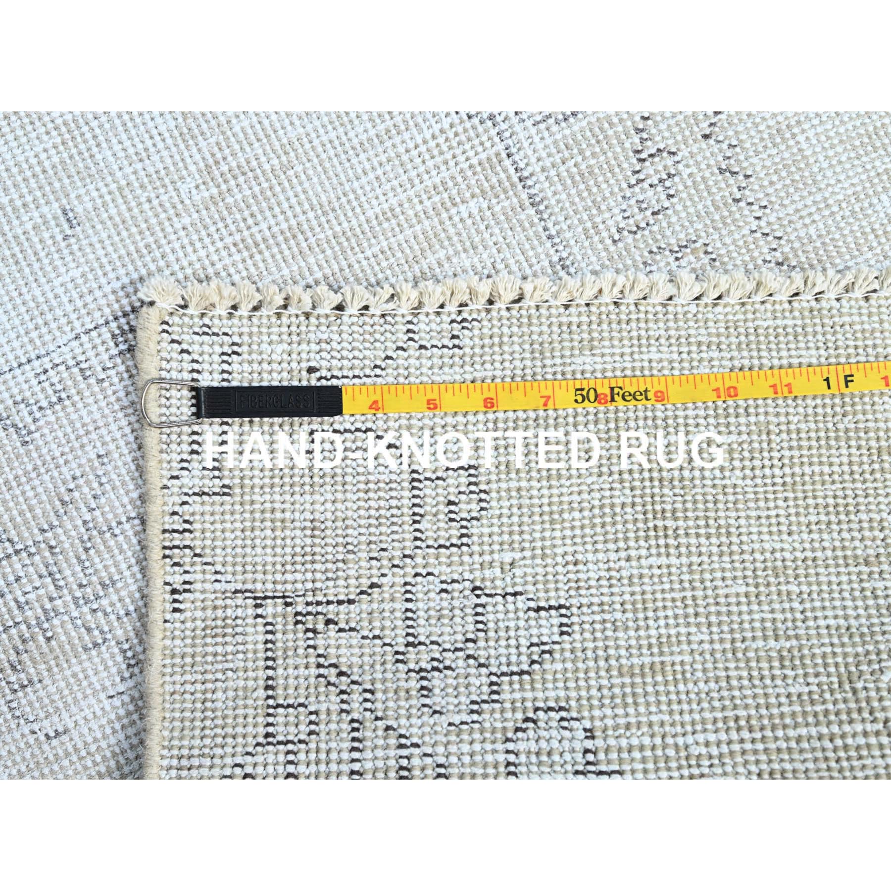 2'2"x5'10" Smoke White, Fagment, Cropped Thin, Hand Knotted, Ends And Sides Secured Professionally, Evenly Worn With No Holes, White Washed, All Natural Wool, Vintage Persian Tabriz, Runner Oriental Rug Sh228