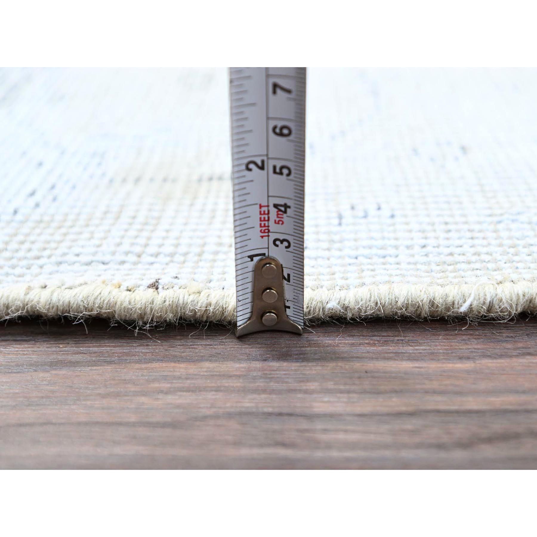 2'2"x5'10" Old Wood White, Hand Knotted, Soft And Velvety Wool Fragment, Evenly Worn And Distressed, Hand Knotted, Cropped Thin, White Washed Vintage Persian Tabriz, Runner Oriental Rug Sh231