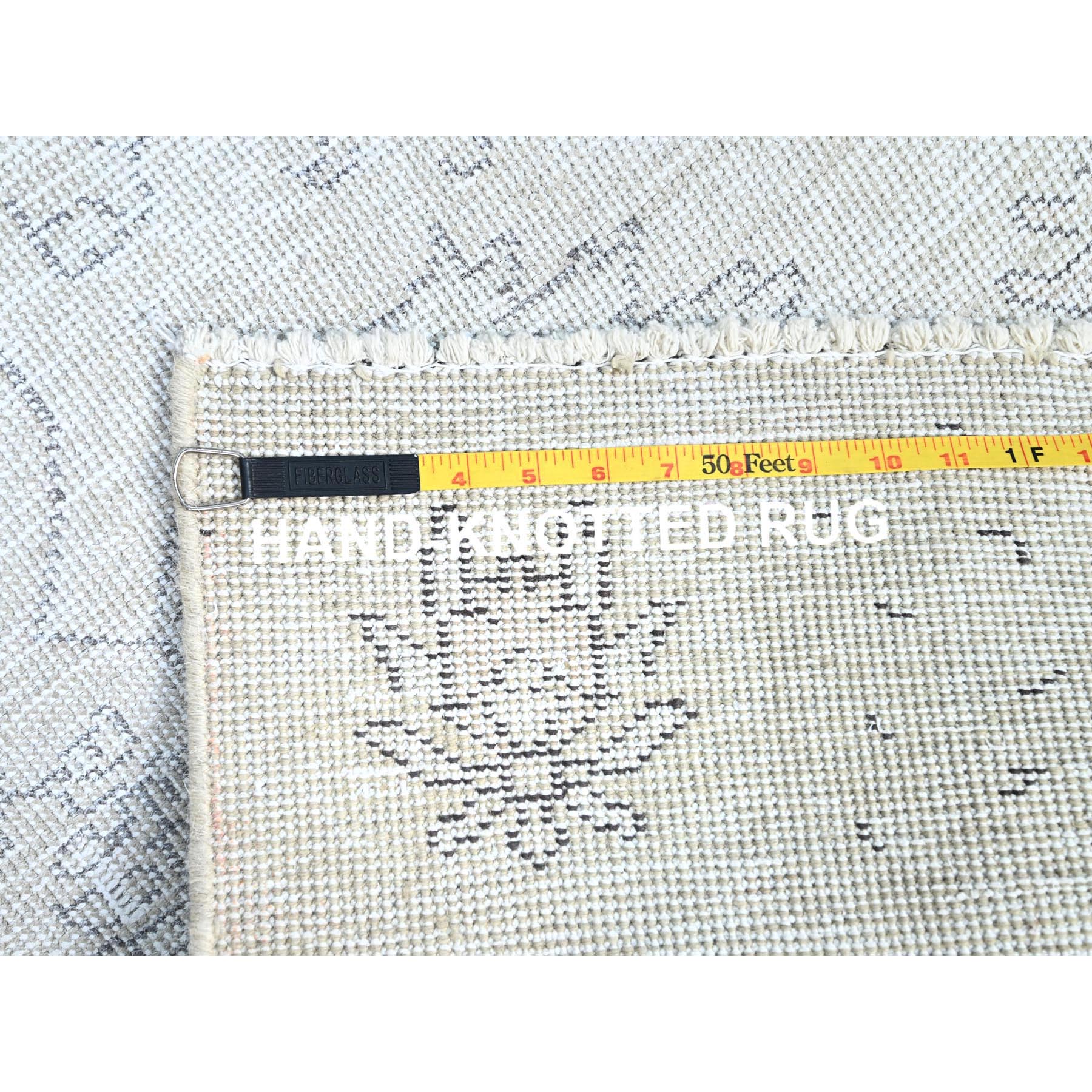 2'2"x5'10" Old Wood White, Hand Knotted, Soft And Velvety Wool Fragment, Evenly Worn And Distressed, Hand Knotted, Cropped Thin, White Washed Vintage Persian Tabriz, Runner Oriental Rug Sh231