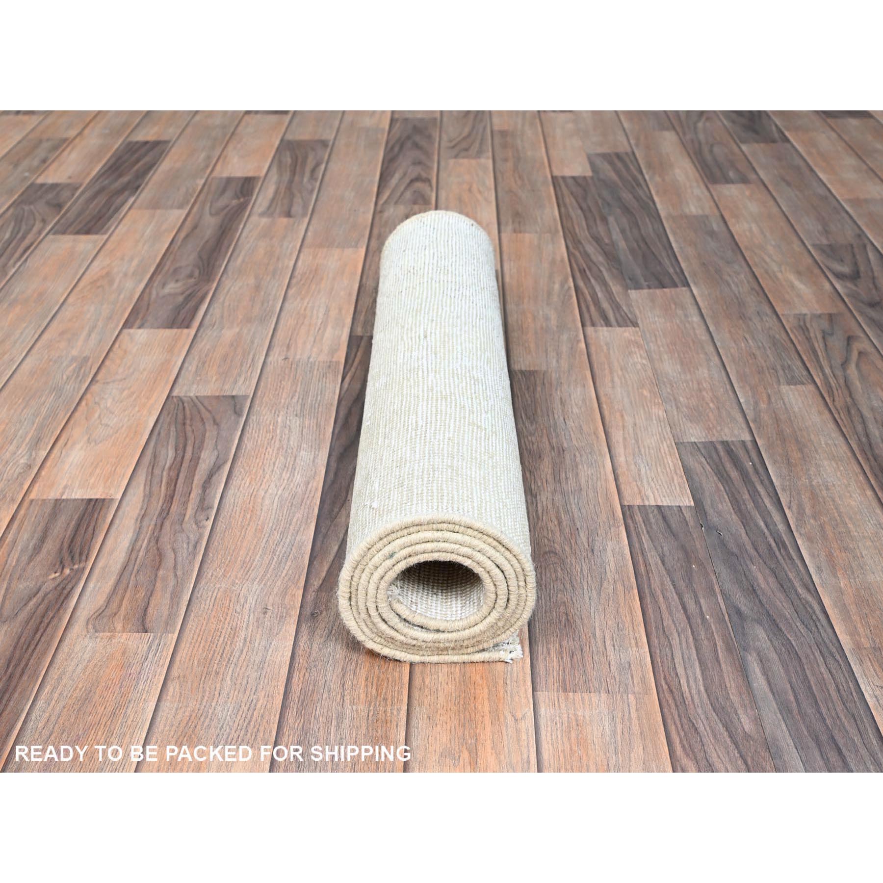 2'1"x5'9" Vista White, Cropped Thin, Organic Wool, Hand Knotted, Evenly Worn Fragment, White Wash, Sides And Ends Secured, Vintage Persian Tabriz, Runner Oriental Rug Sh232