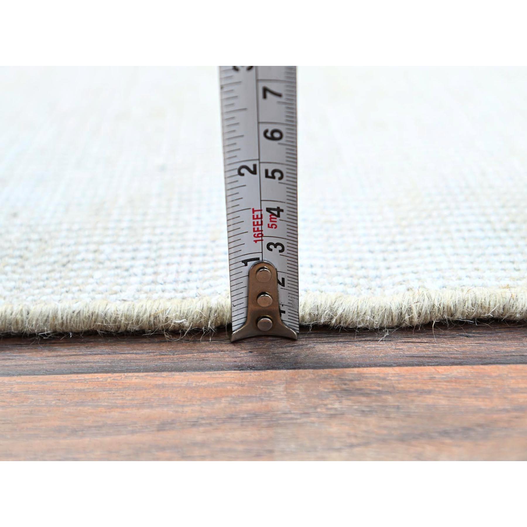 2'1"x5'9" Vista White, Cropped Thin, Organic Wool, Hand Knotted, Evenly Worn Fragment, White Wash, Sides And Ends Secured, Vintage Persian Tabriz, Runner Oriental Rug Sh232