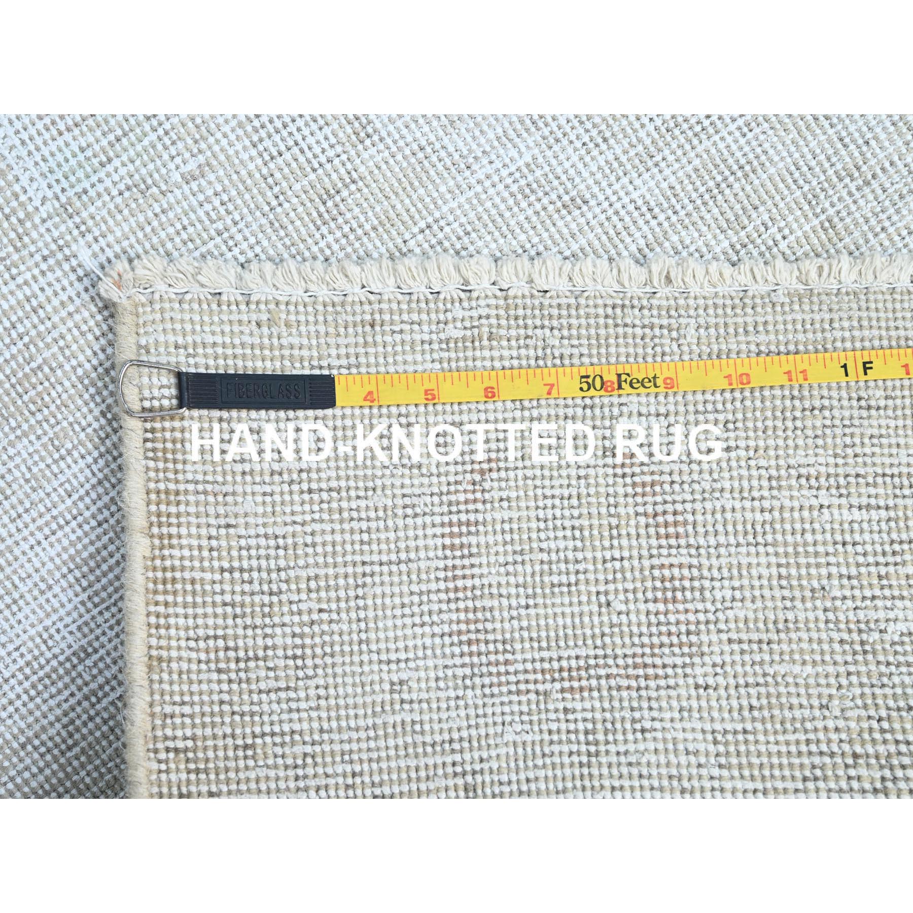 2'1"x5'9" Vista White, Cropped Thin, Organic Wool, Hand Knotted, Evenly Worn Fragment, White Wash, Sides And Ends Secured, Vintage Persian Tabriz, Runner Oriental Rug Sh232