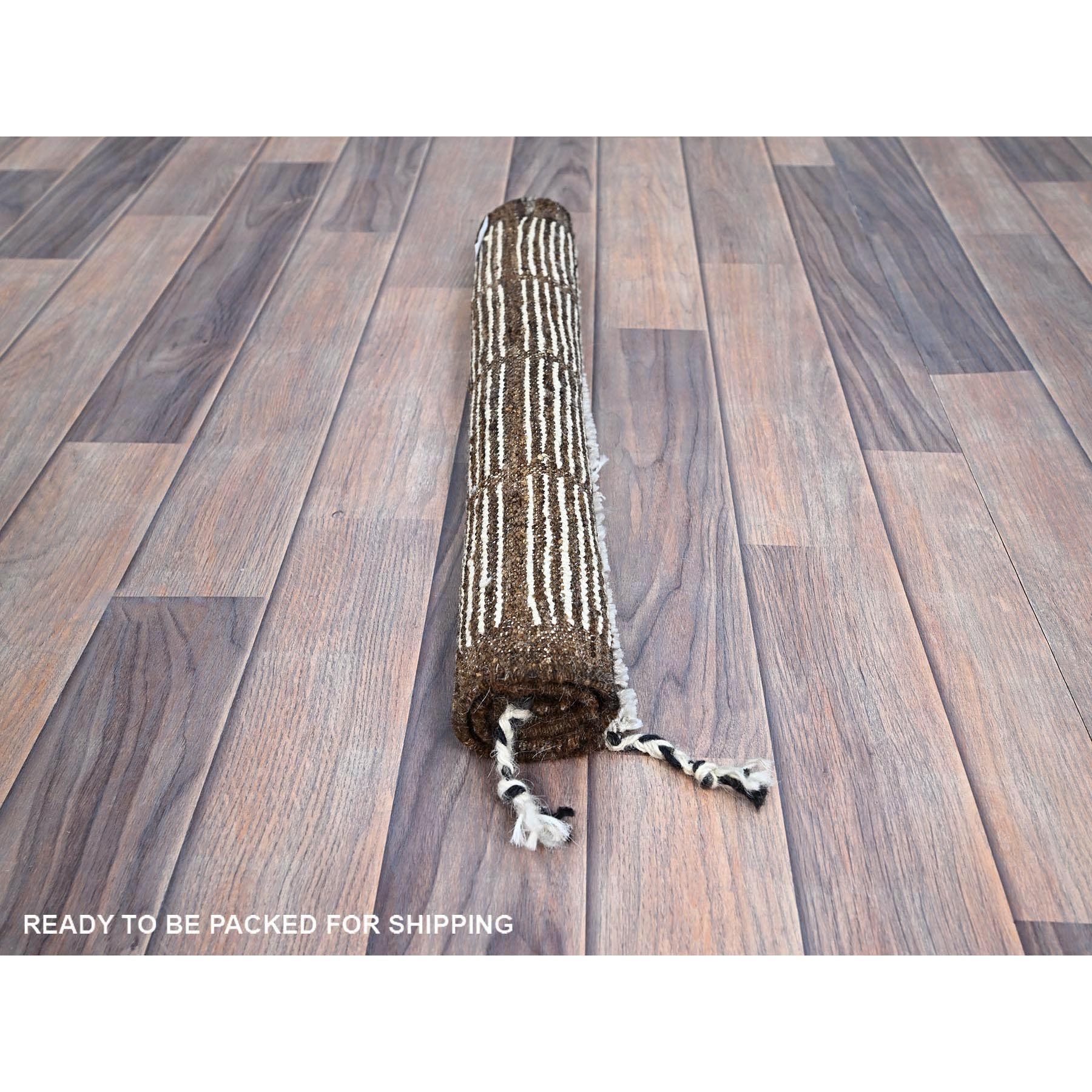 1'8"x2' Daisy White, Natural Undyed Wool, Moroccan Weave, Grid Design Sample, Hand Knotted, Oriental Rug Sh247