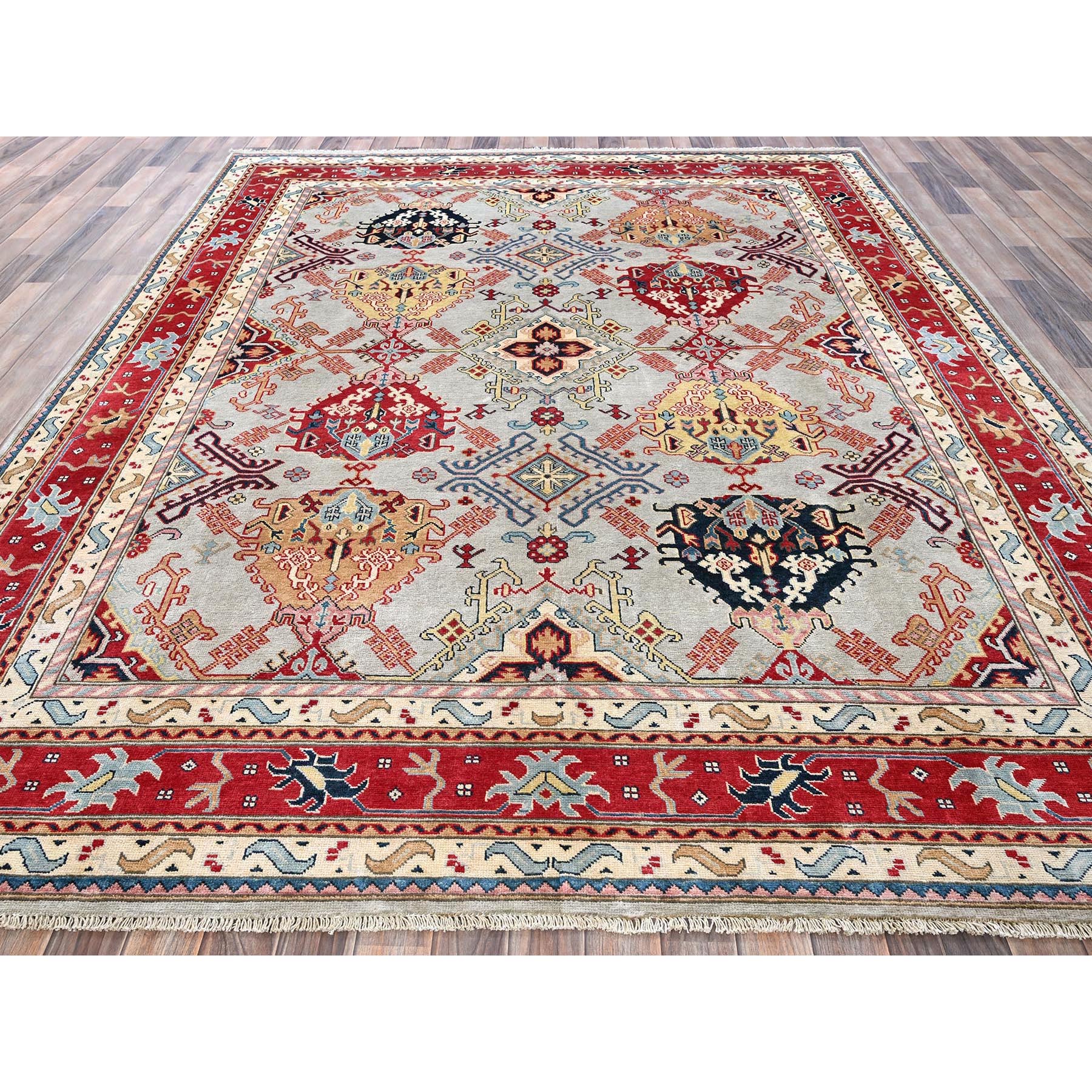 7'10"x9'10" Whisper Green, Afghan Oushak Design, 100% Wool, Hand Knotted, Denser Weave, Vegetable Dyes, Oriental Rug Sh302