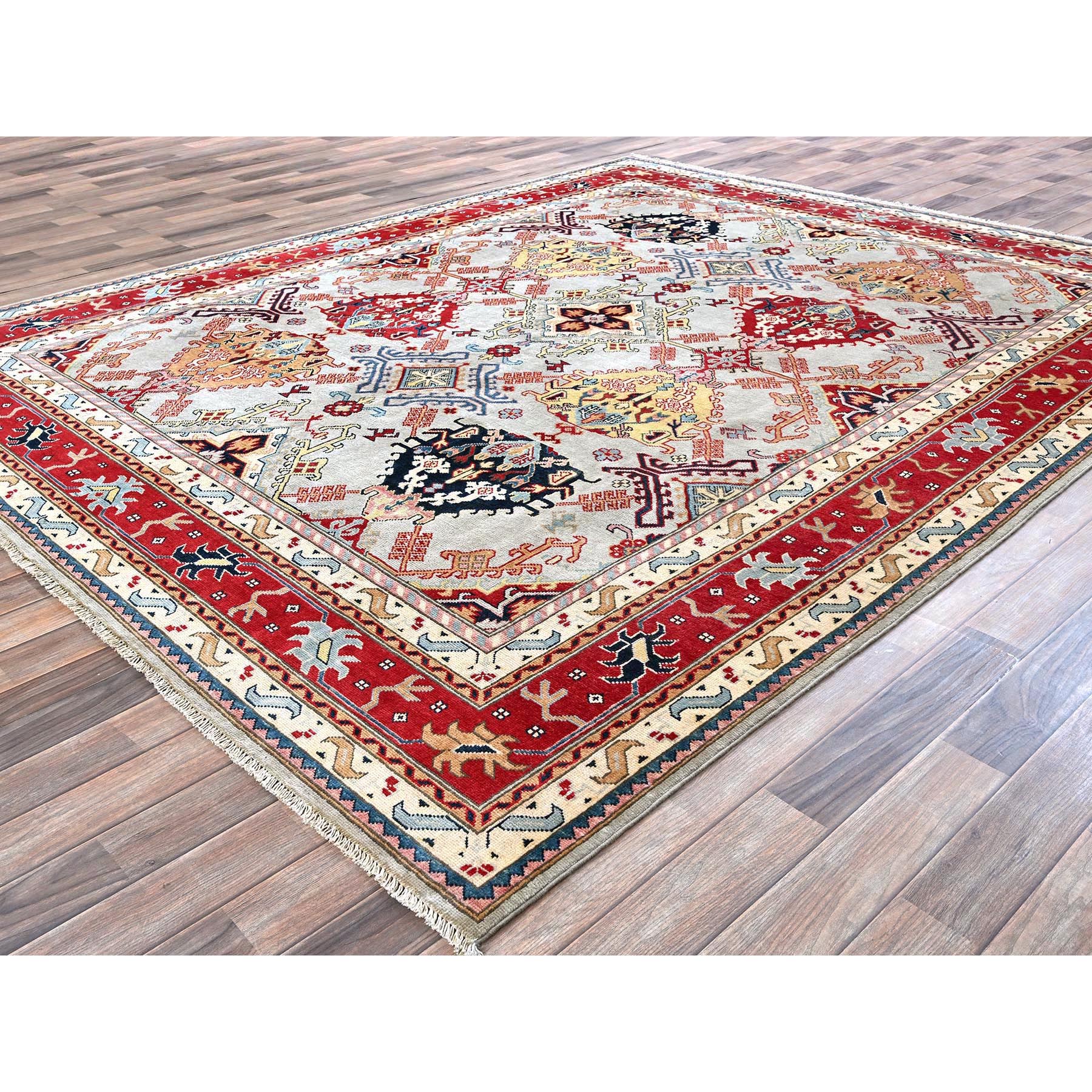 7'10"x9'10" Whisper Green, Afghan Oushak Design, 100% Wool, Hand Knotted, Denser Weave, Vegetable Dyes, Oriental Rug Sh302