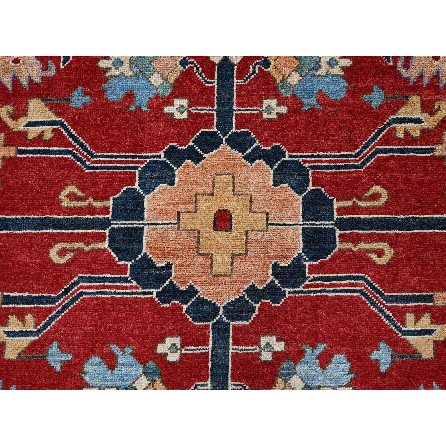 8'10"x12' Crimson Red, Afghan Peshawar with Serapi Heriz All Over Arrow Design, Hand Knotted, 100% Wool, Soft Pile, Densely Woven, Oriental Rug Sh319