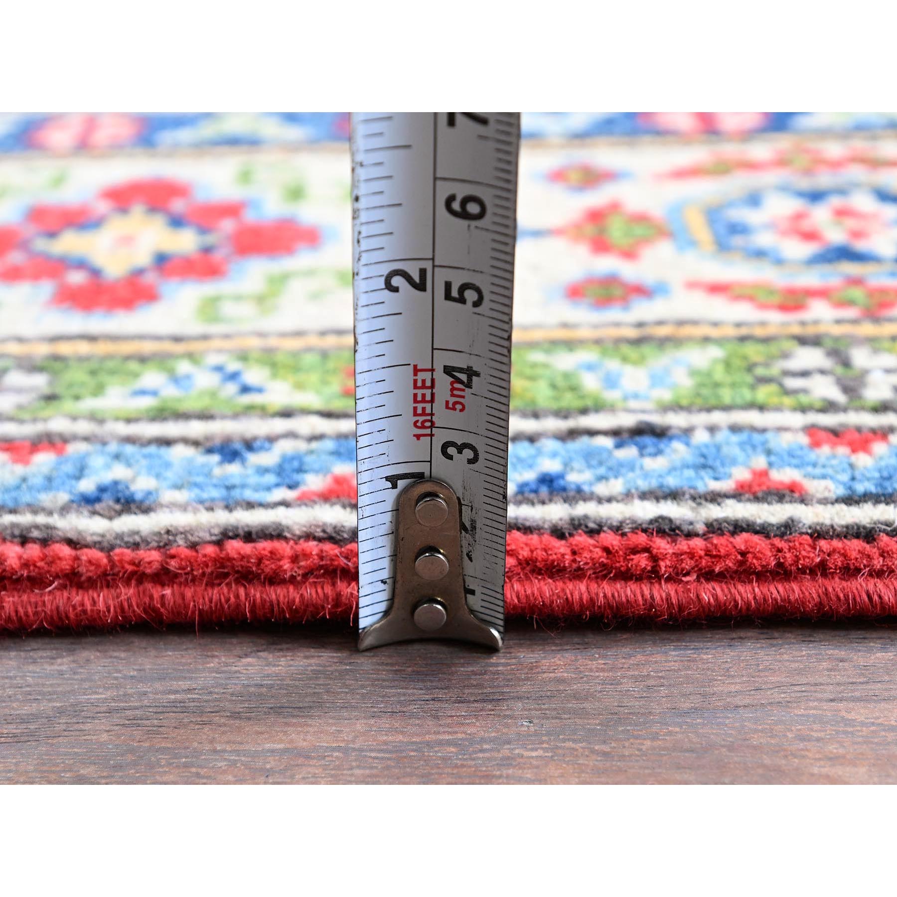 4'x6' Imperial Red, Kazak with Geometric Design, Vegetable Dyes, Hand Knotted, Denser Weave, Soft and Vibrant Wool, Oriental Rug Sh359