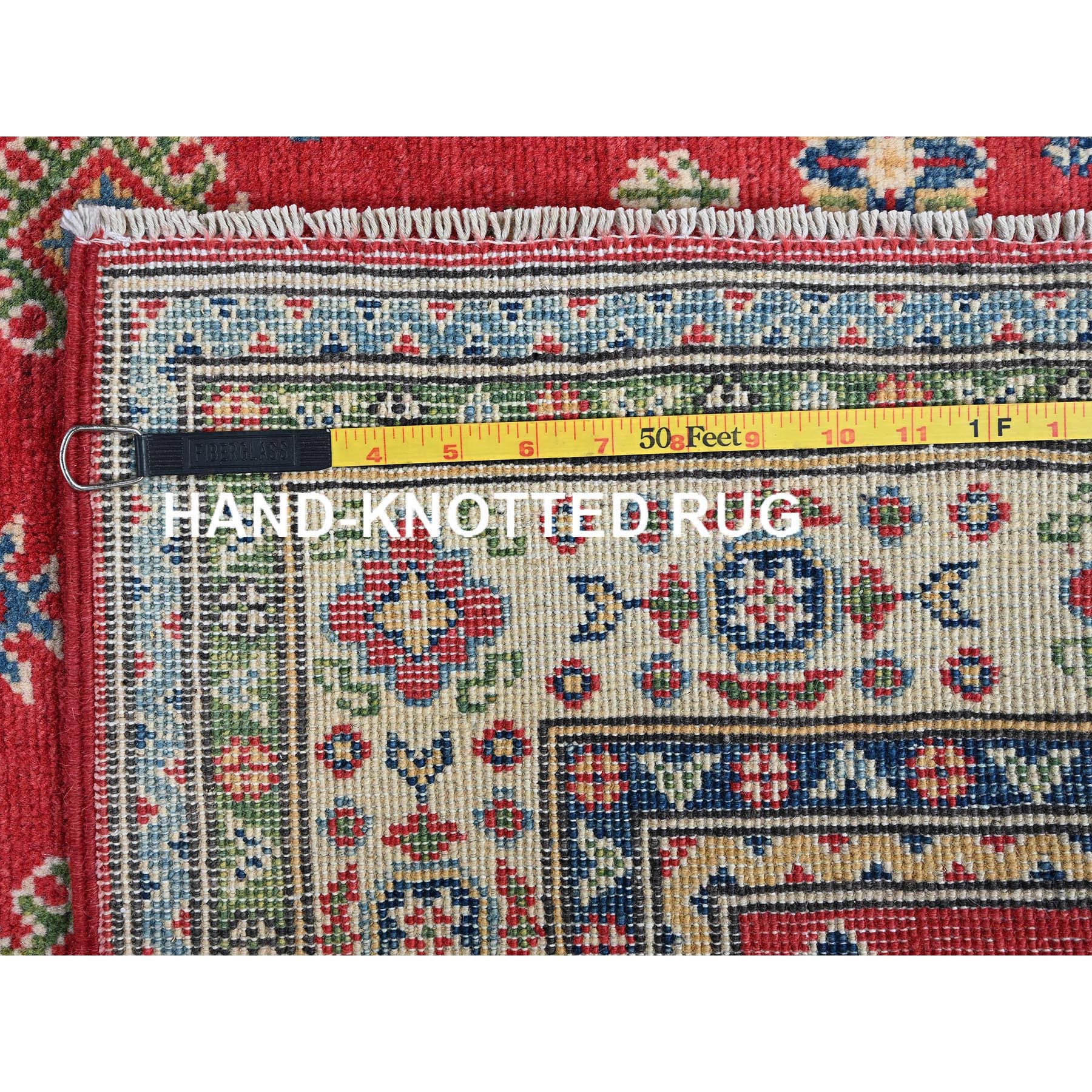 4'x6' Imperial Red, Kazak with Geometric Design, Vegetable Dyes, Hand Knotted, Denser Weave, Soft and Vibrant Wool, Oriental Rug Sh359