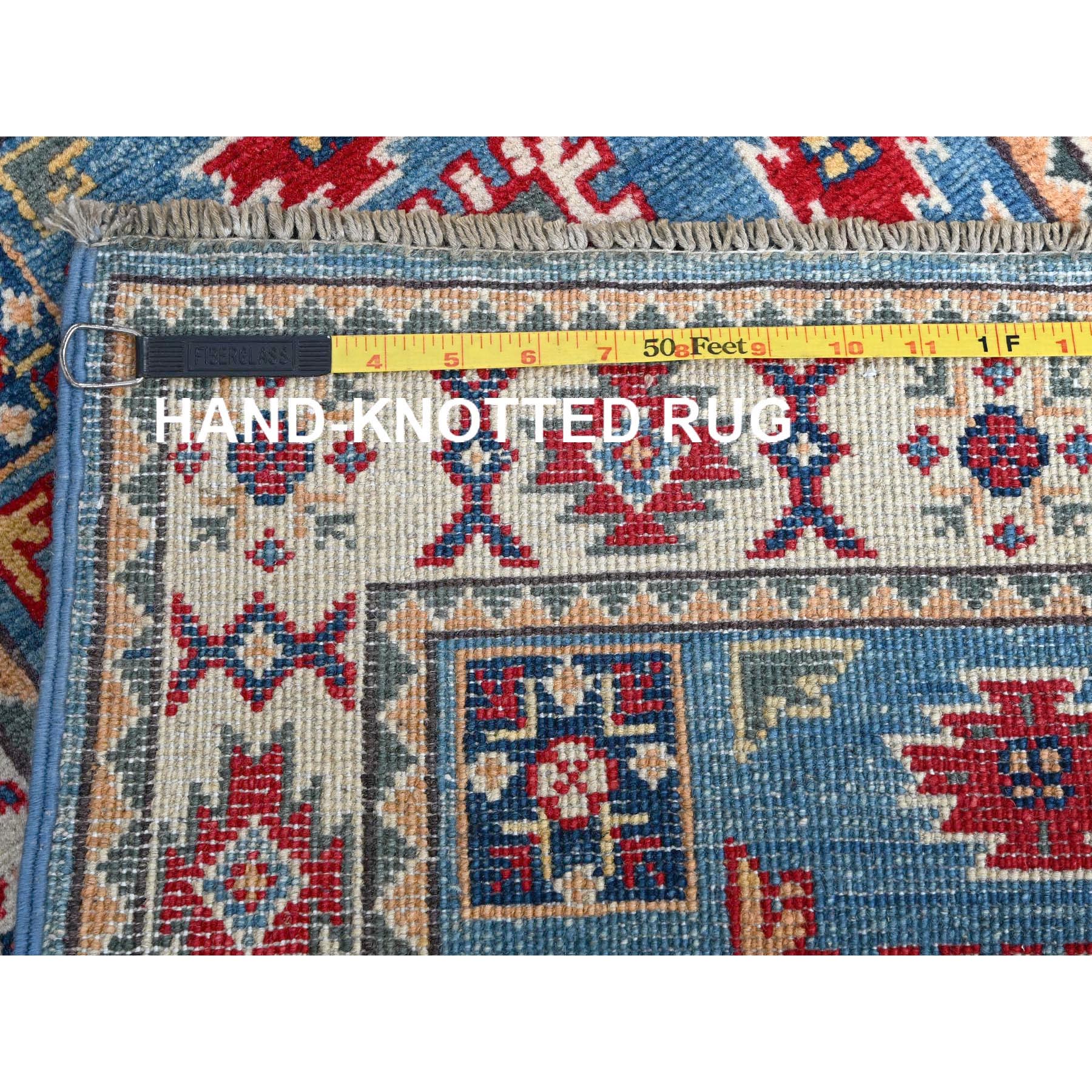 2'x3' Bayern Blue, Kazak with All Over Tribal Motifs, Hand Knotted, Soft Wool, Natural Dyes, Denser Weave, Mat, Sample, Oriental Rug Sh376