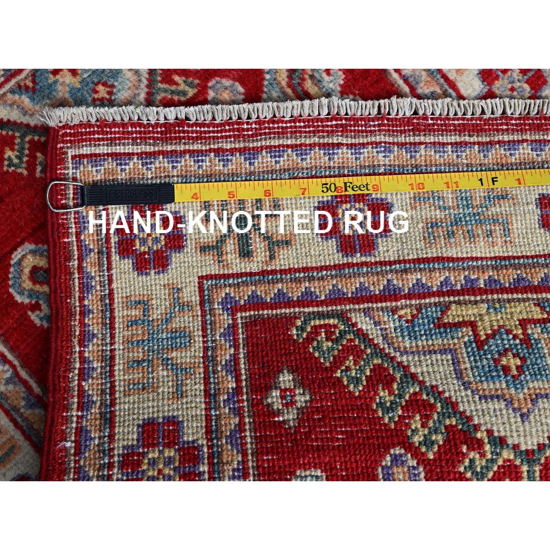 2'x3' Crimson Red, Kazak with Geometric Medallion Design, Vegetable Dyes, Soft Wool, Hand Knotted, Denser Weave, Sample, Mat, Oriental Rug Sh383