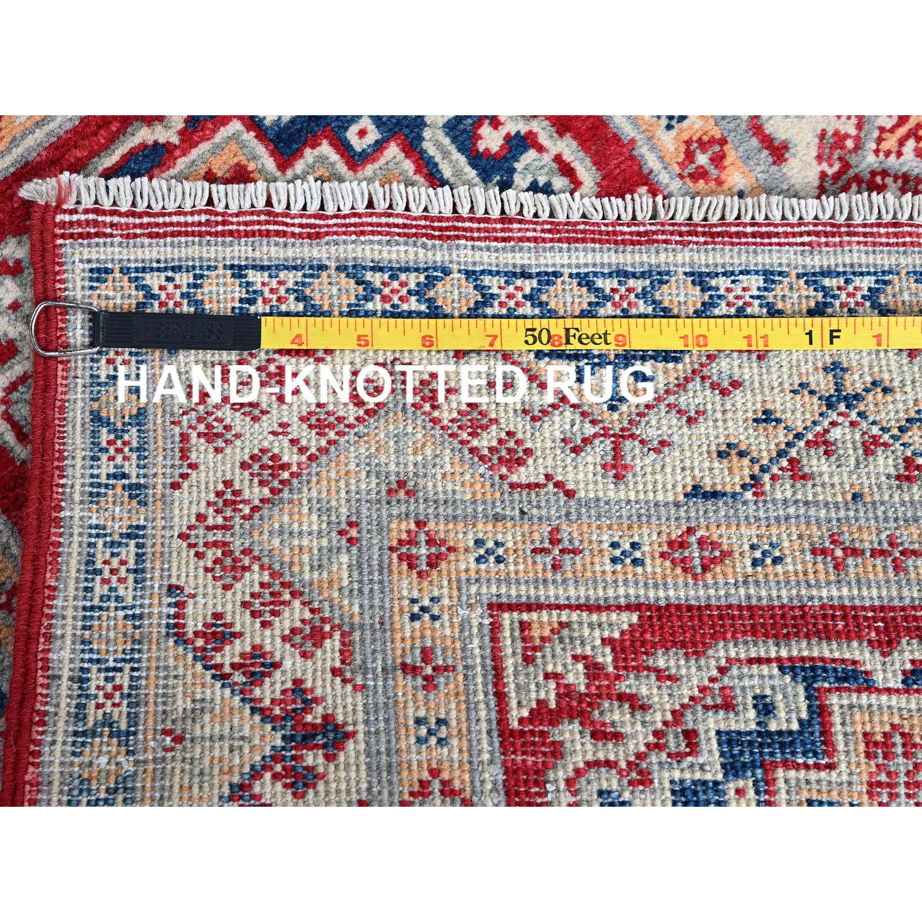 2'x3' Berry Red, Kazak with Geometric Medallions Design, Hand Knotted, Soft Wool, Natural Dyes, Denser Weave, Sample, Mat, Oriental Rug Sh384