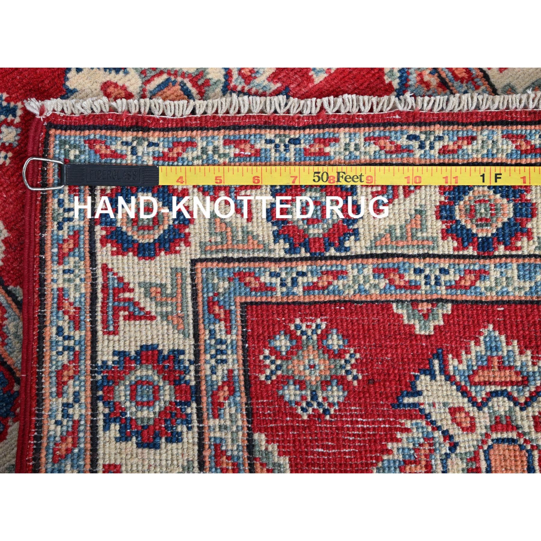 2'x3' Berry Red, Kazak with Geometric Medallions Design, Hand Knotted, Vegetable Dyes, Soft 100% Wool, Denser Weave, Sample, Mat, Oriental Rug Sh385