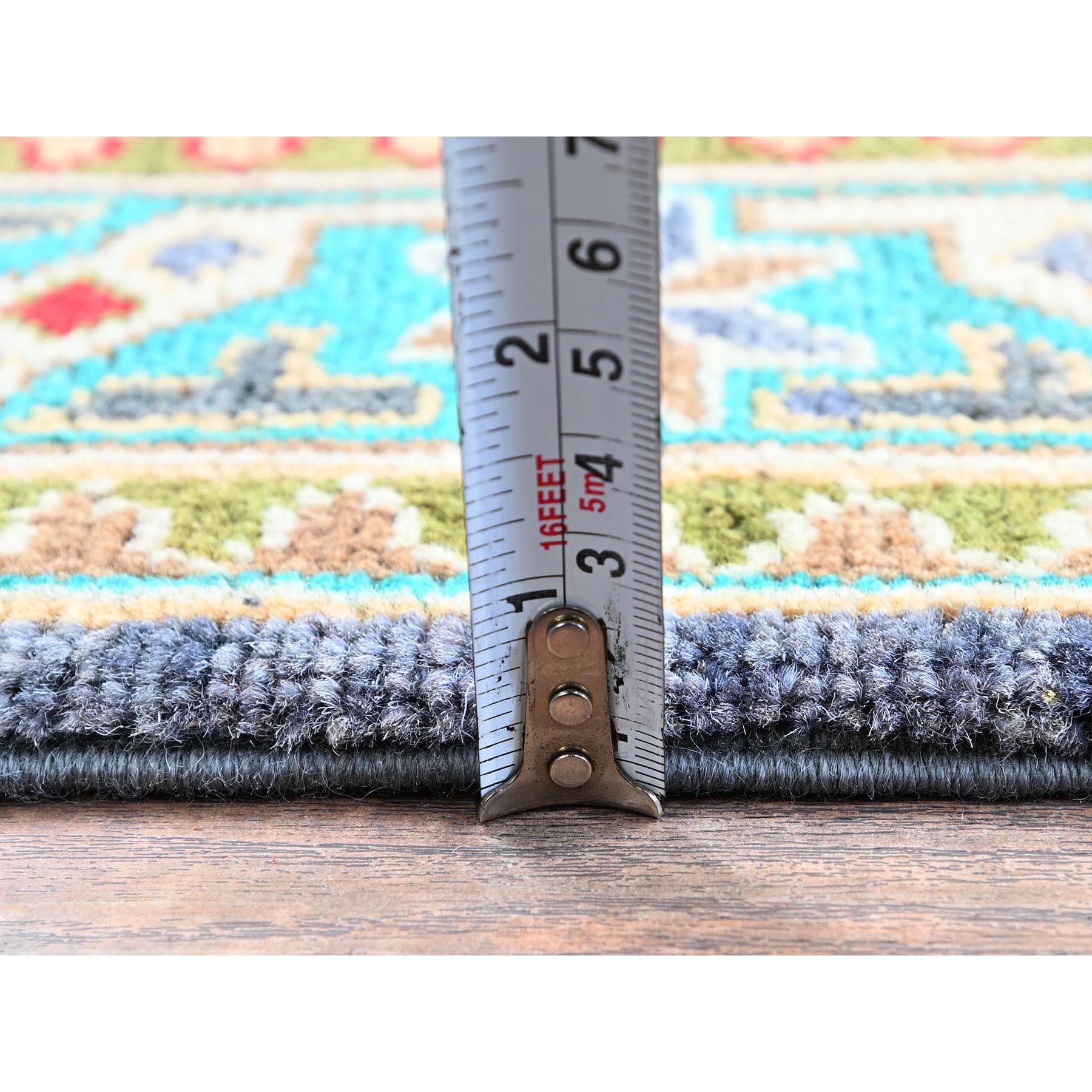 2'8"x4' Medium Purple, Kazak with Geometric Design, Vegetable Dyes, Hand Knotted, Soft and Shiny Wool, Denser Weave, Sample, Mat, Oriental Rug Sh395