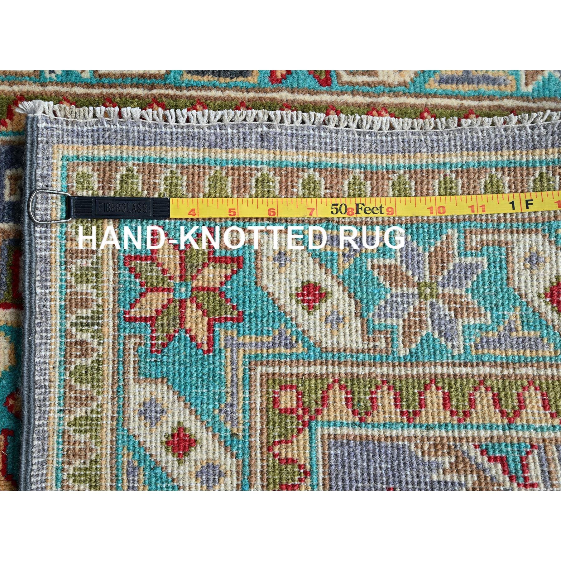 2'8"x4' Medium Purple, Kazak with Geometric Design, Vegetable Dyes, Hand Knotted, Soft and Shiny Wool, Denser Weave, Sample, Mat, Oriental Rug Sh395