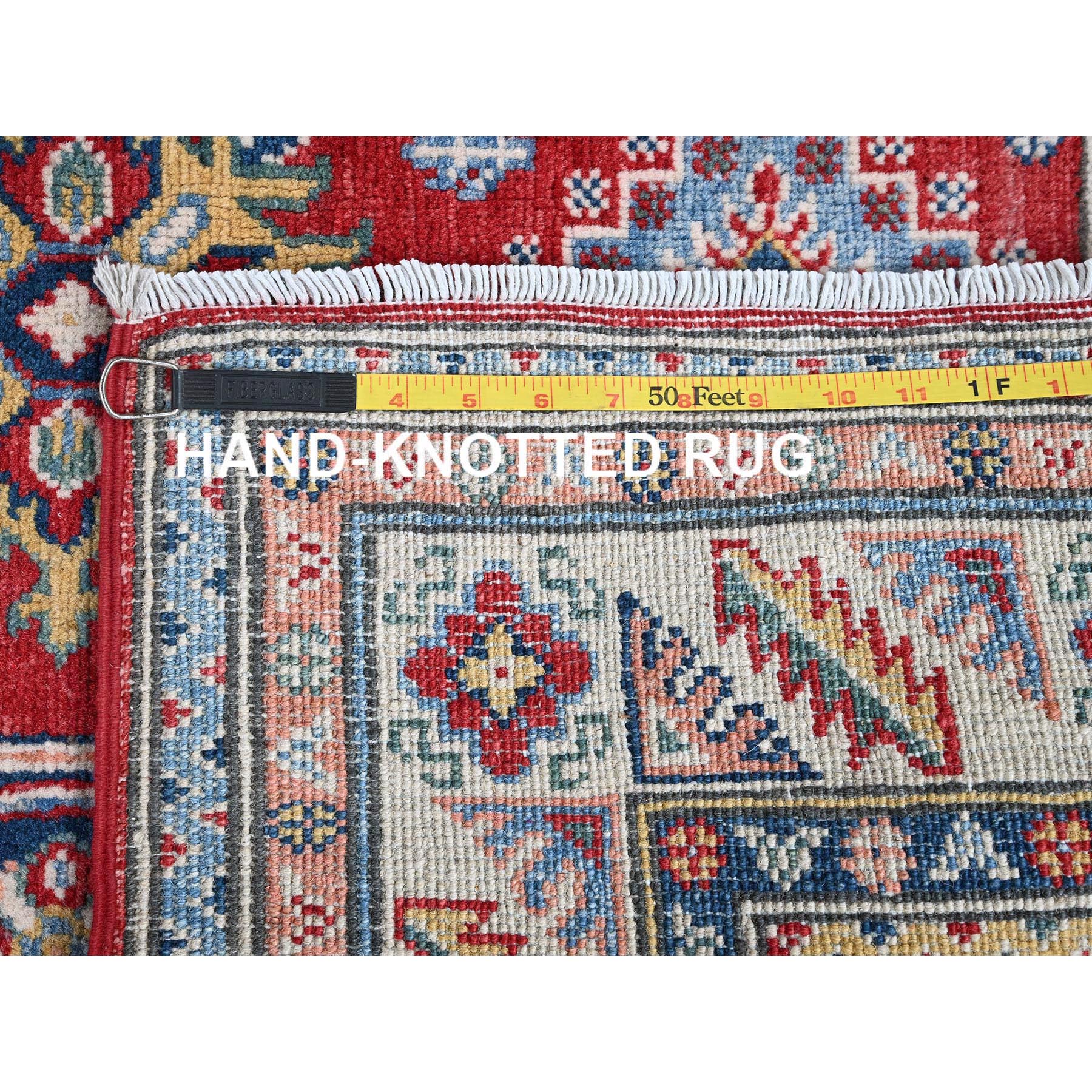 4'x6' Imperial Red, Kazak with Geometric Medallions Design, Soft and Shiny Wool, Hand Knotted, Vegetable Dyes, Denser Weave, Oriental Rug Sh426