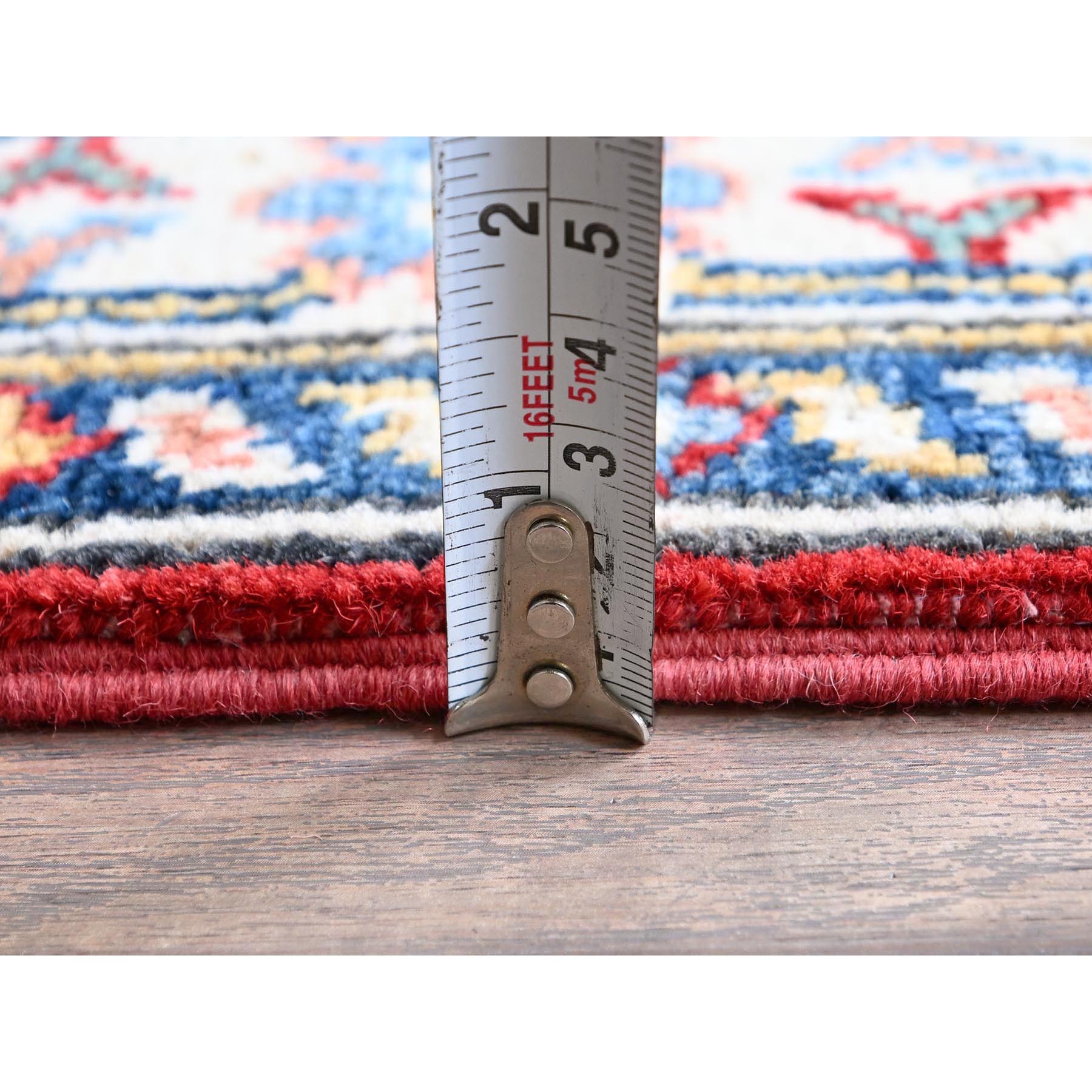 2'9"x6'8" Angels Red, Kazak with Tribal Medallions Design, Hand Knotted, Soft and Shiny Wool, Vegetable Dyes, Denser Weave, Runner, Oriental Rug Sh430