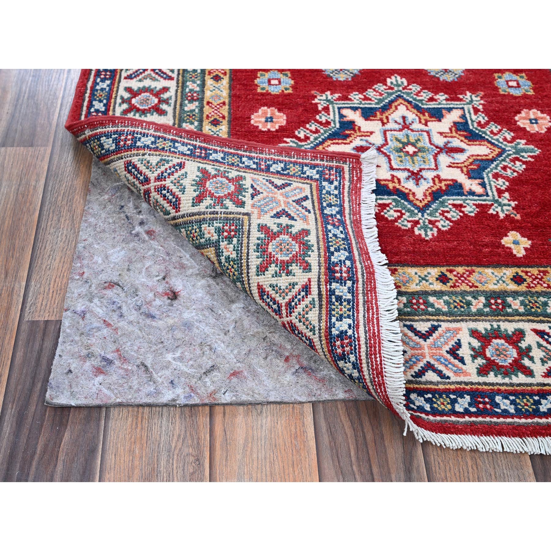 2'9"x16'5" Chili Red, Kazak with Tribal Medallions Design, Soft and Shiny Wool, Vegetable Dyes, Hand Knotted, Denser Weave, XL Runner, Oriental Rug Sh473