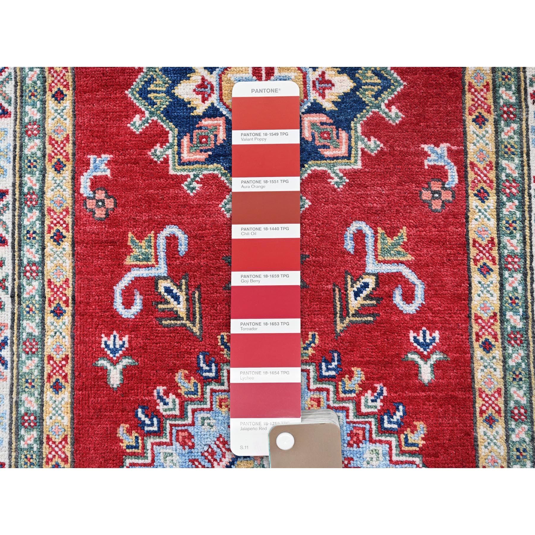 2'9"x16'5" Chili Red, Kazak with Tribal Medallions Design, Soft and Shiny Wool, Vegetable Dyes, Hand Knotted, Denser Weave, XL Runner, Oriental Rug Sh473