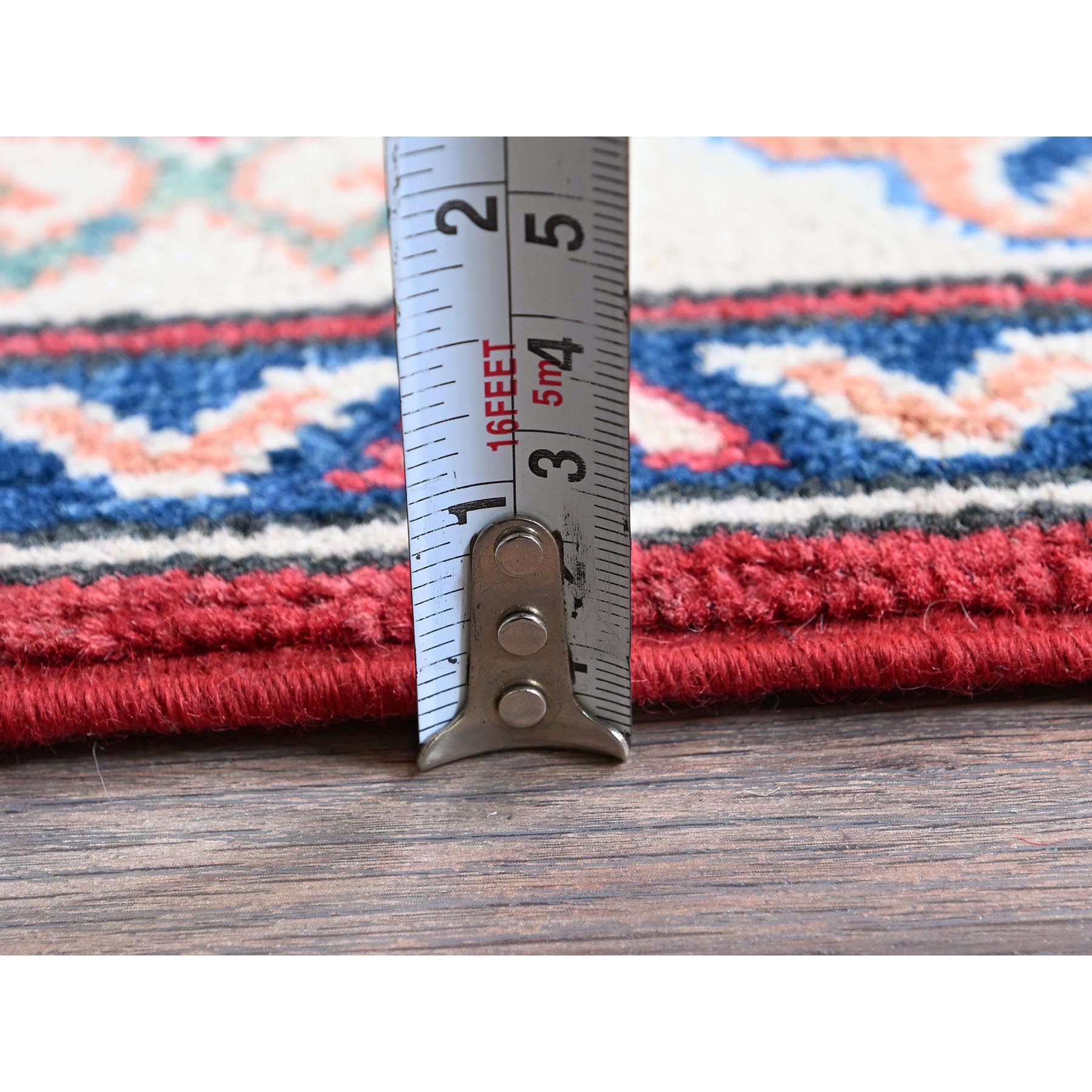 2'9"x12'10" Chili Red, Kazak with Tribal Medallions Design, Hand Knotted, Soft and Velvety Wool, Denser Weave, Vegetable Dyes, Runner, Oriental Rug Sh474