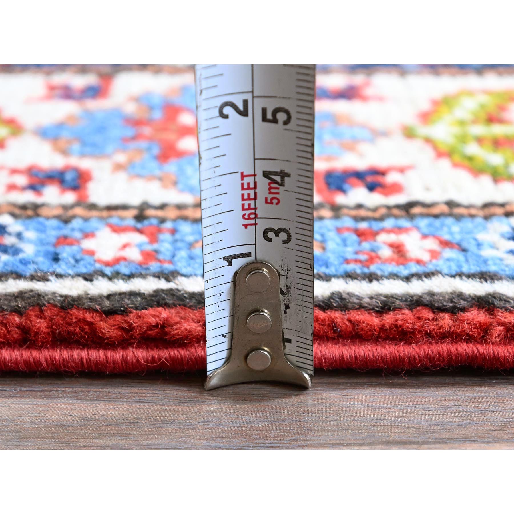 2'x6'2" Imperial Red, Kazak with Geometric Medallions Design, Hand Knotted, Soft and Velvety Wool, Denser Weave, Vegetable Dyes, Narrow Runner, Oriental Rug Sh485