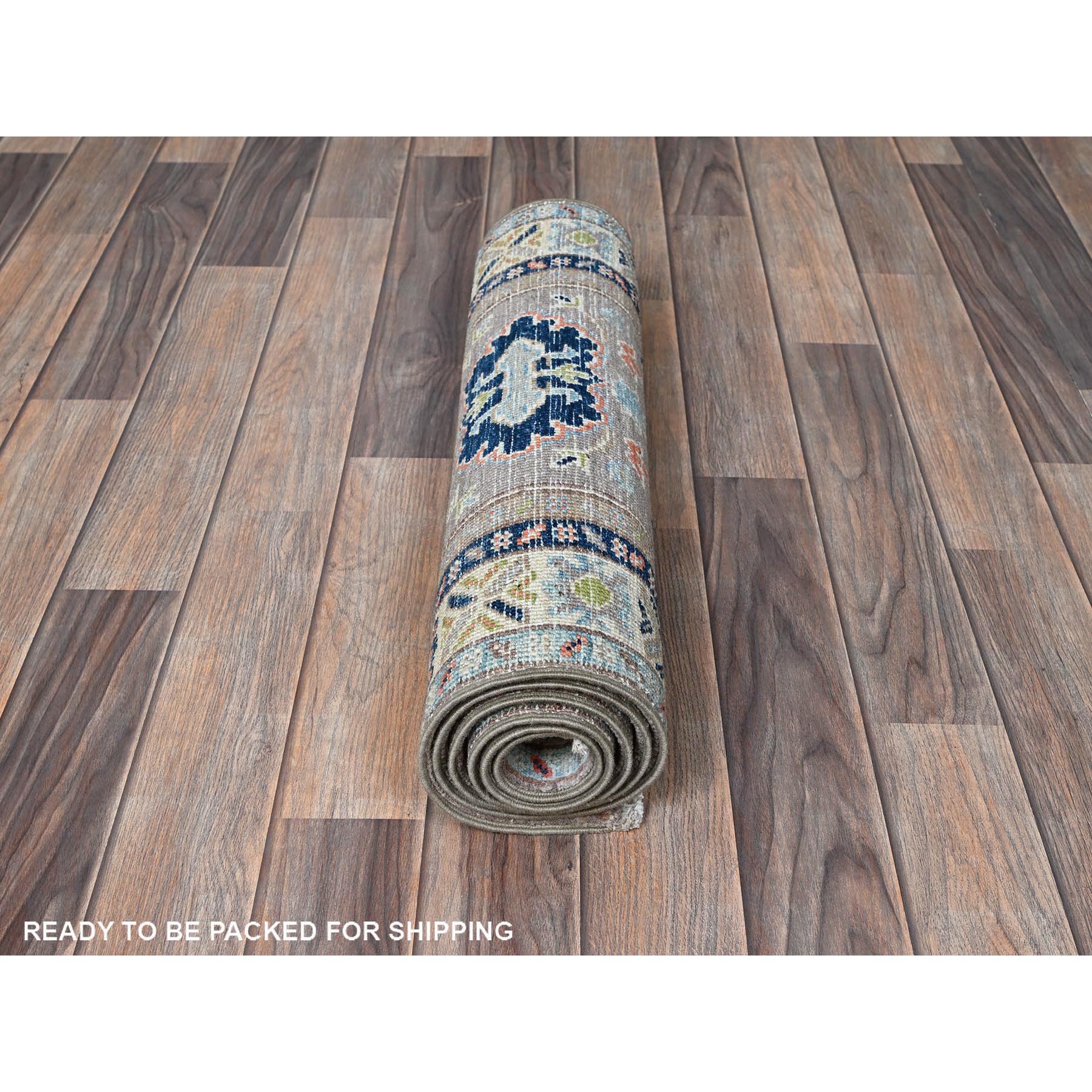 2'1"x5'10" Frost Gray, Kazak with Tribal Medallions Design, Soft and Velvety Wool, Hand Knotted, Denser Weave, Vegetable Dyes, Narrow Runner, Oriental Rug Sh489