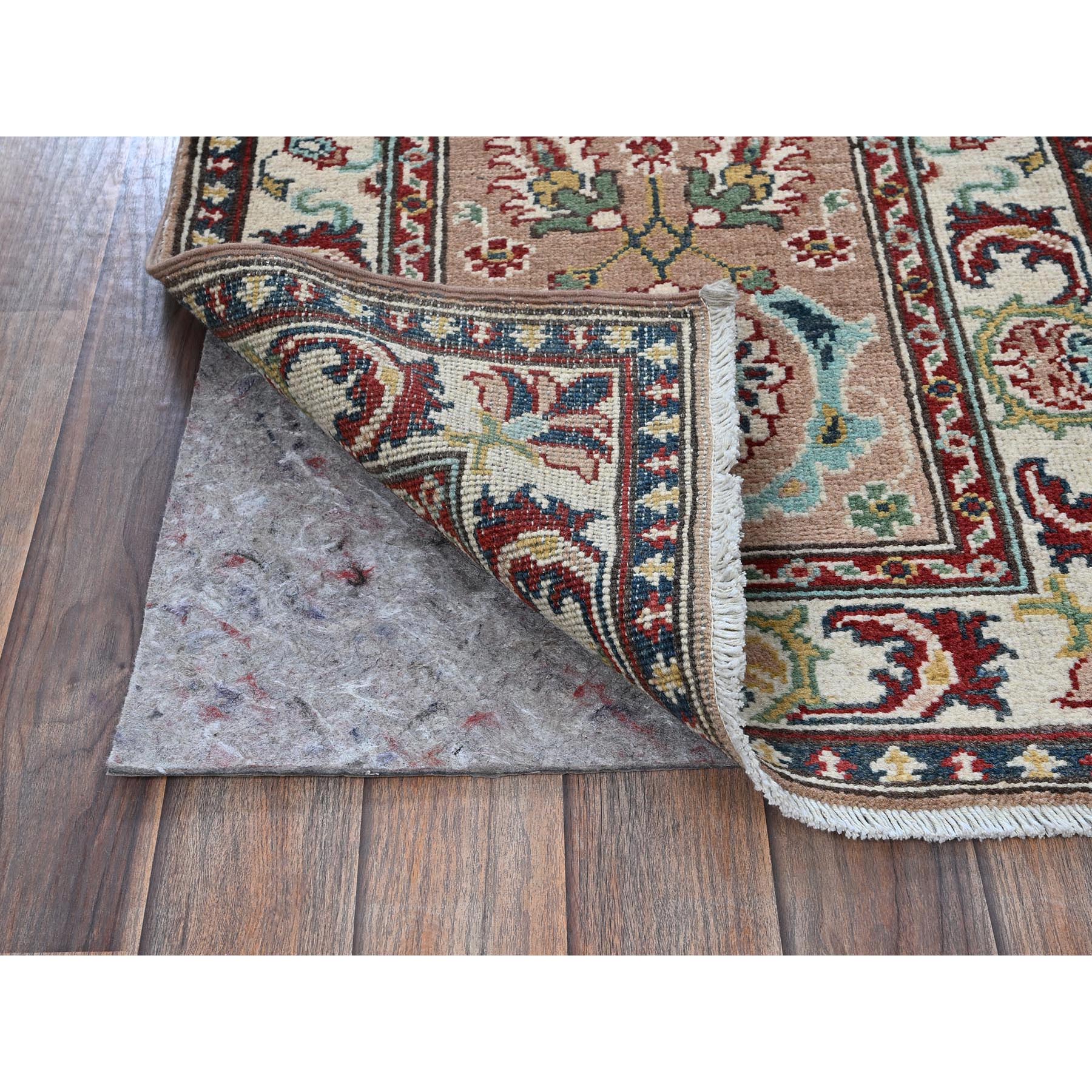 2'2"x5'10" Beaver Brown, Kazak with Tribal Design, Hand Knotted, Soft and Velvety Wool, Denser Weave, Vegetable Dyes, Narrow Runner, Oriental Rug Sh495