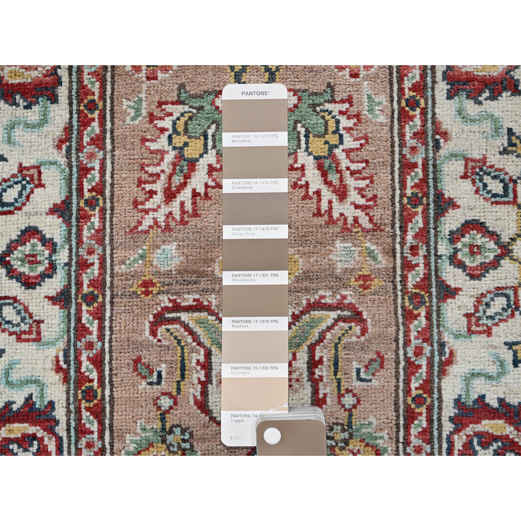 2'2"x5'10" Beaver Brown, Kazak with Tribal Design, Hand Knotted, Soft and Velvety Wool, Denser Weave, Vegetable Dyes, Narrow Runner, Oriental Rug Sh495