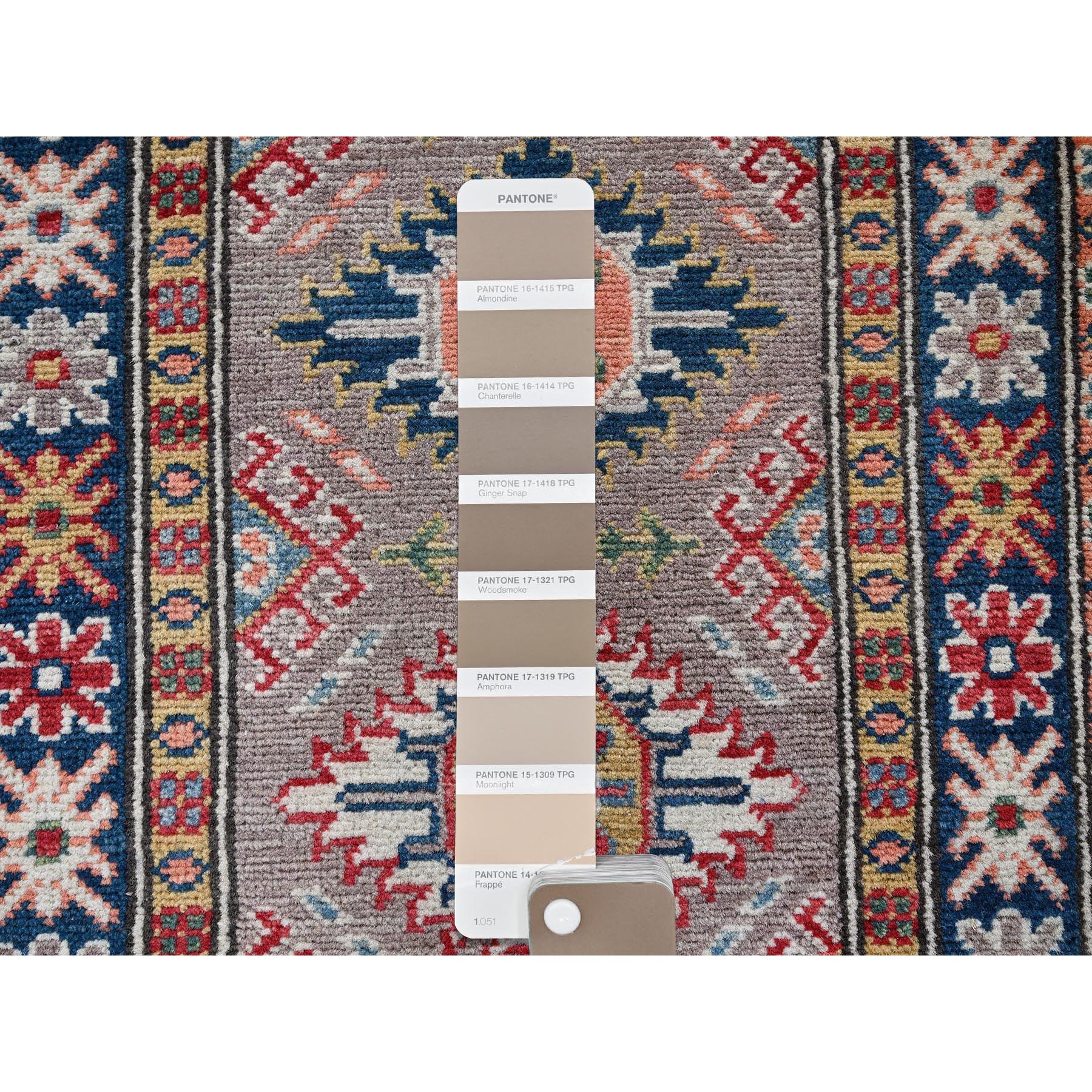 2'x5'9" Beaver Brown, Kazak with Tribal Medallions Design, Hand Knotted, Soft and Vibrant Wool, Denser Weave, Vegetable Dyes, Narrow Runner, Oriental Rug Sh497