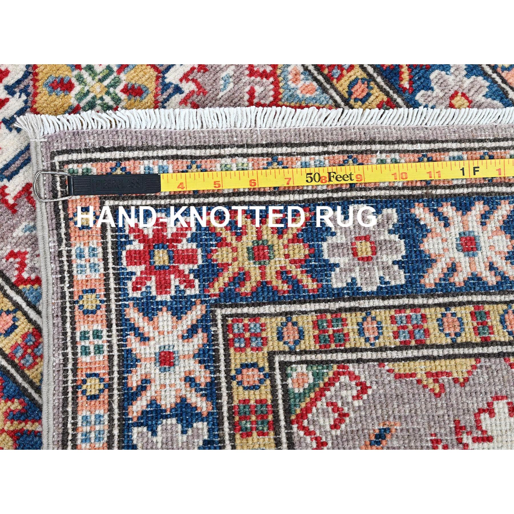 2'x5'9" Beaver Brown, Kazak with Tribal Medallions Design, Hand Knotted, Soft and Vibrant Wool, Denser Weave, Vegetable Dyes, Narrow Runner, Oriental Rug Sh497