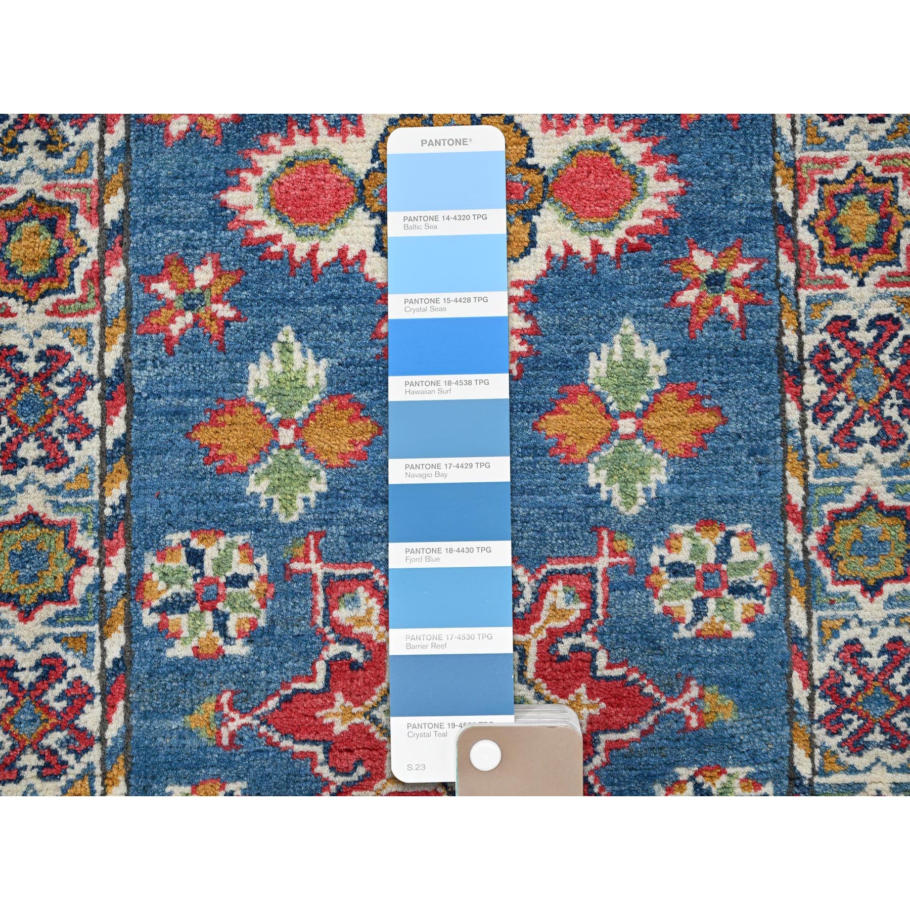 2'x5'9" Imperial Blue, Kazak with Tribal Medallions Design, Hand Knotted, Soft and Velvety Wool, Denser Weave, Vegetable Dyes, Narrow Runner, Oriental Rug Sh499