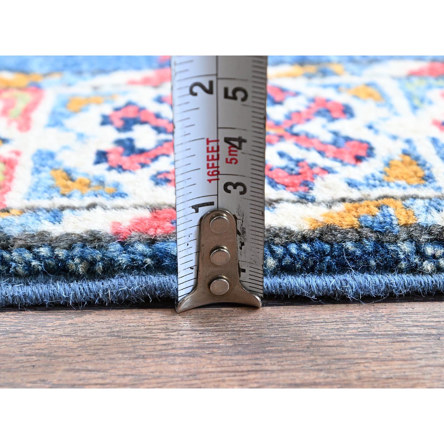 2'x5'9" Imperial Blue, Kazak with Tribal Medallions Design, Hand Knotted, Soft and Velvety Wool, Denser Weave, Vegetable Dyes, Narrow Runner, Oriental Rug Sh499