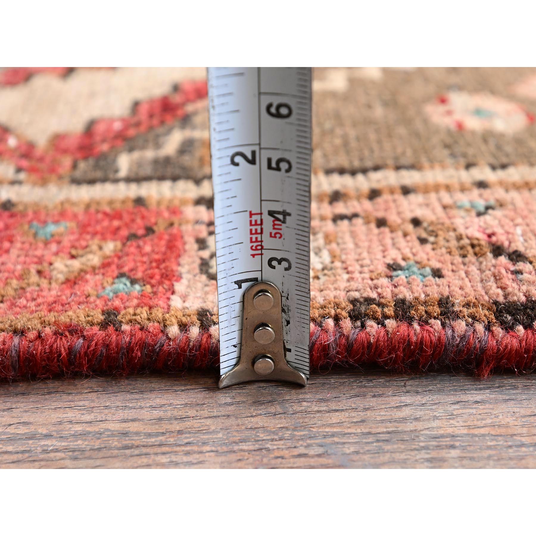 2'9"x12'4" Beaver Brown, Vintage Northwest Persian with Geometric Pattern, Distinct Abrash, Hand Knotted, 100% Wool, Cropped Thin, Zero Pile, Sides and Ends Professionally Secured, Runner, Oriental Rug Sh1006