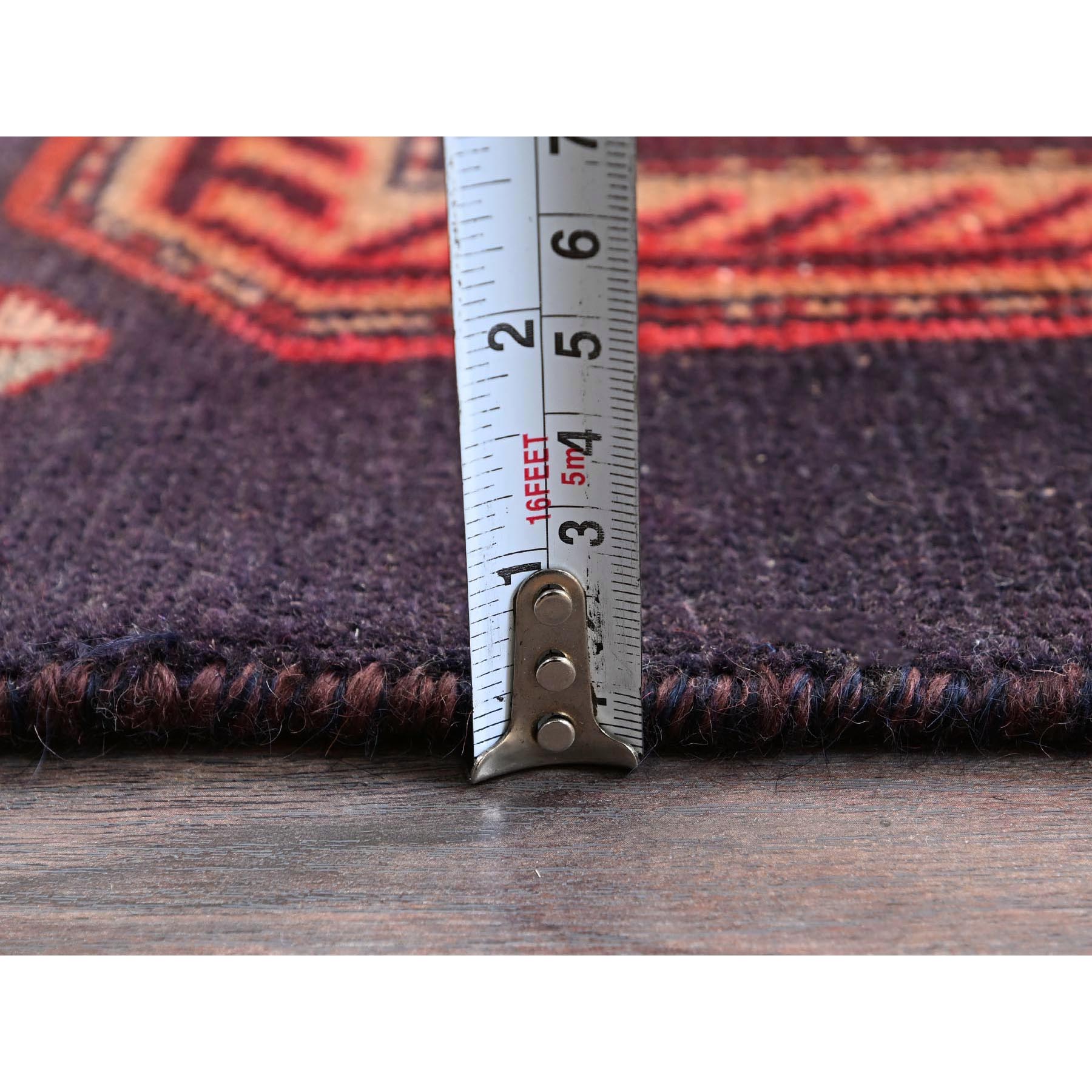 2'8"x8'8" Charcoal Black, Vintage Northwest Persian with Geometric Pattern, Worn Down, Sheared Low, Zero Pile, Sides and Ends Professionally Secured, Hand Knotted, 100% Wool, Runner, Oriental Rug Sh1009