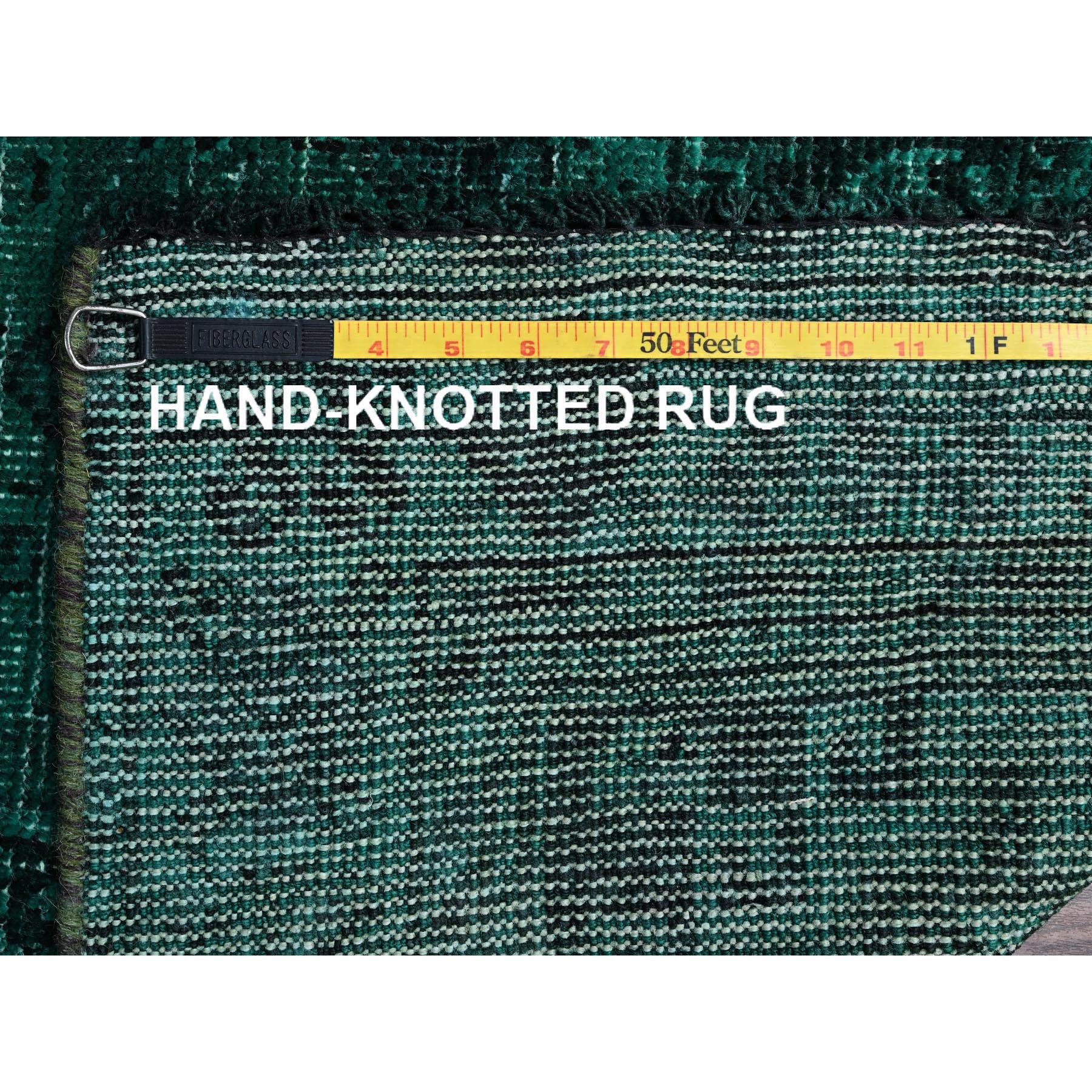 5'1"x7'10" Bottle Green, Vintage Overdyed Persian Shiraz with Geometric Medallion, Worn and Distressed, Shaved Low, Zero Pile, Sides and Ends Professionally Secured, Hand Knotted, 100% Wool, Oriental Rug Sh1018