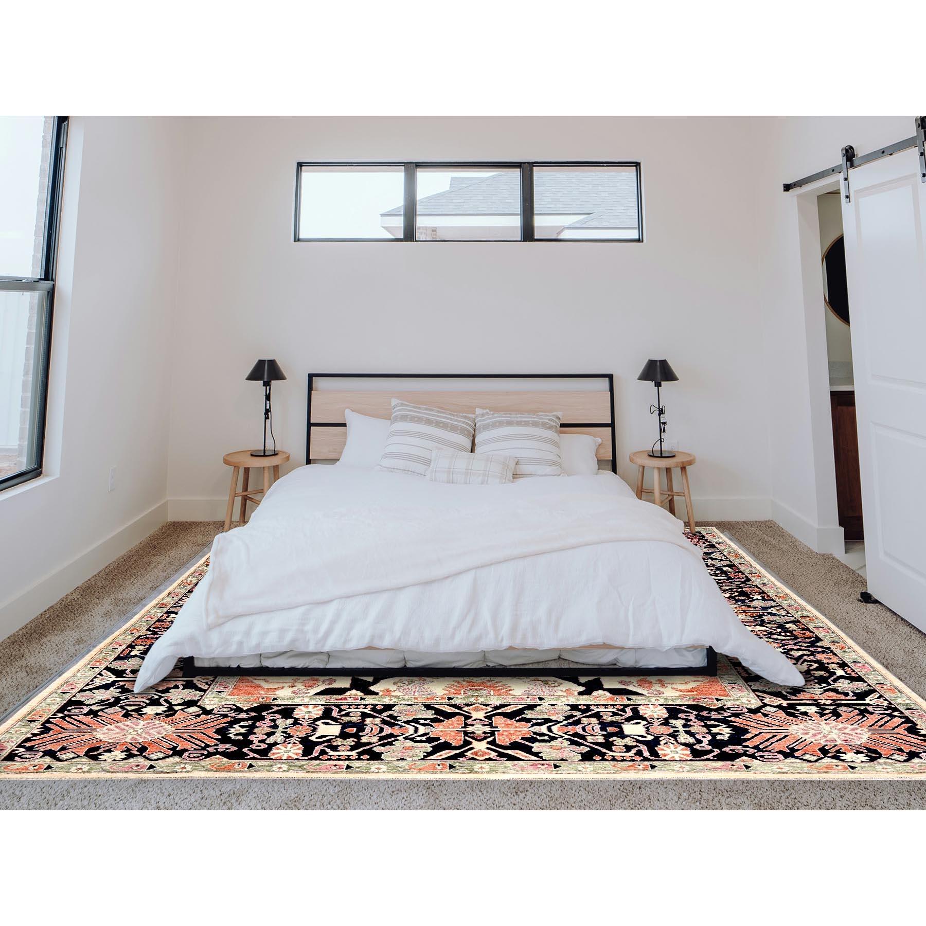 8'10"x12' Almond Milk White, Aryana Collection, Serapi Heriz Design, Vegetable Dyes, High Mountain Wool, Hand Knotted, Soft Pile, Densely Woven, Oriental Rug Sh1035