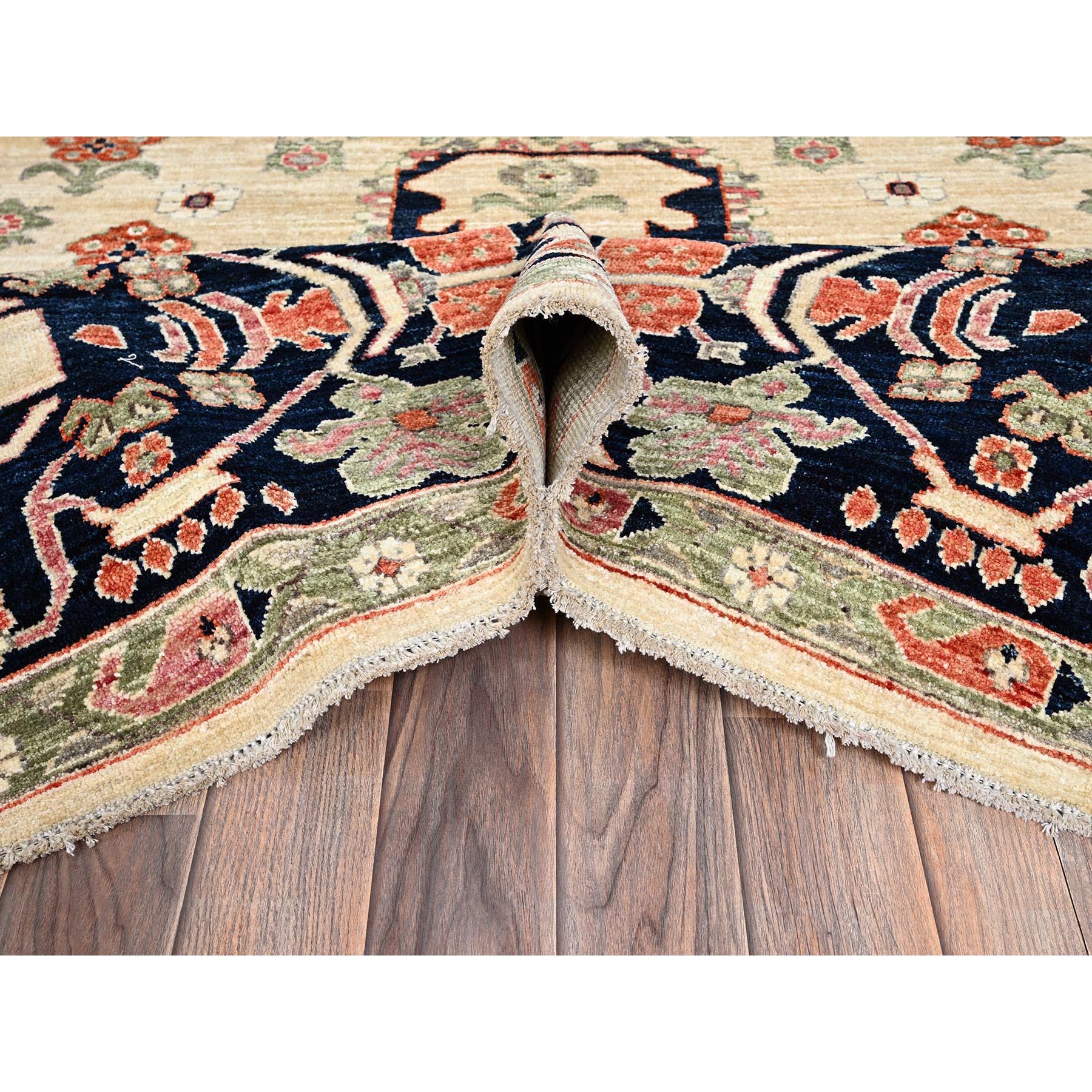 8'10"x12' Almond Milk White, Aryana Collection, Serapi Heriz Design, Vegetable Dyes, High Mountain Wool, Hand Knotted, Soft Pile, Densely Woven, Oriental Rug Sh1035