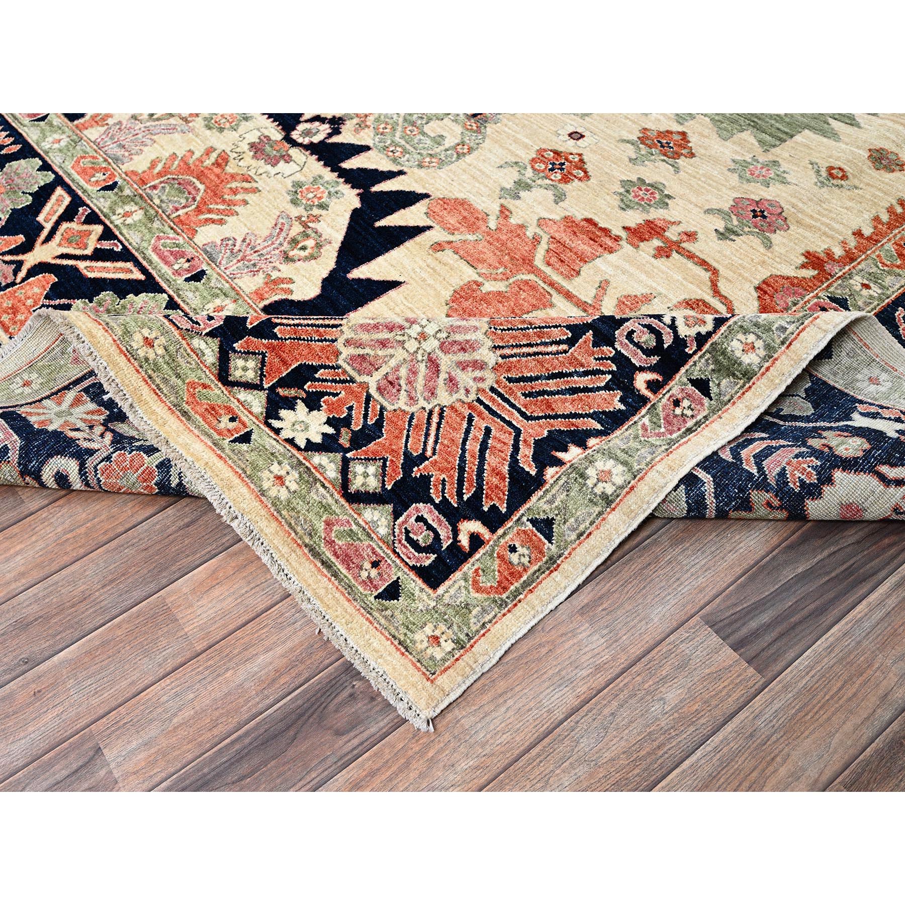 8'10"x12' Almond Milk White, Aryana Collection, Serapi Heriz Design, Vegetable Dyes, High Mountain Wool, Hand Knotted, Soft Pile, Densely Woven, Oriental Rug Sh1035