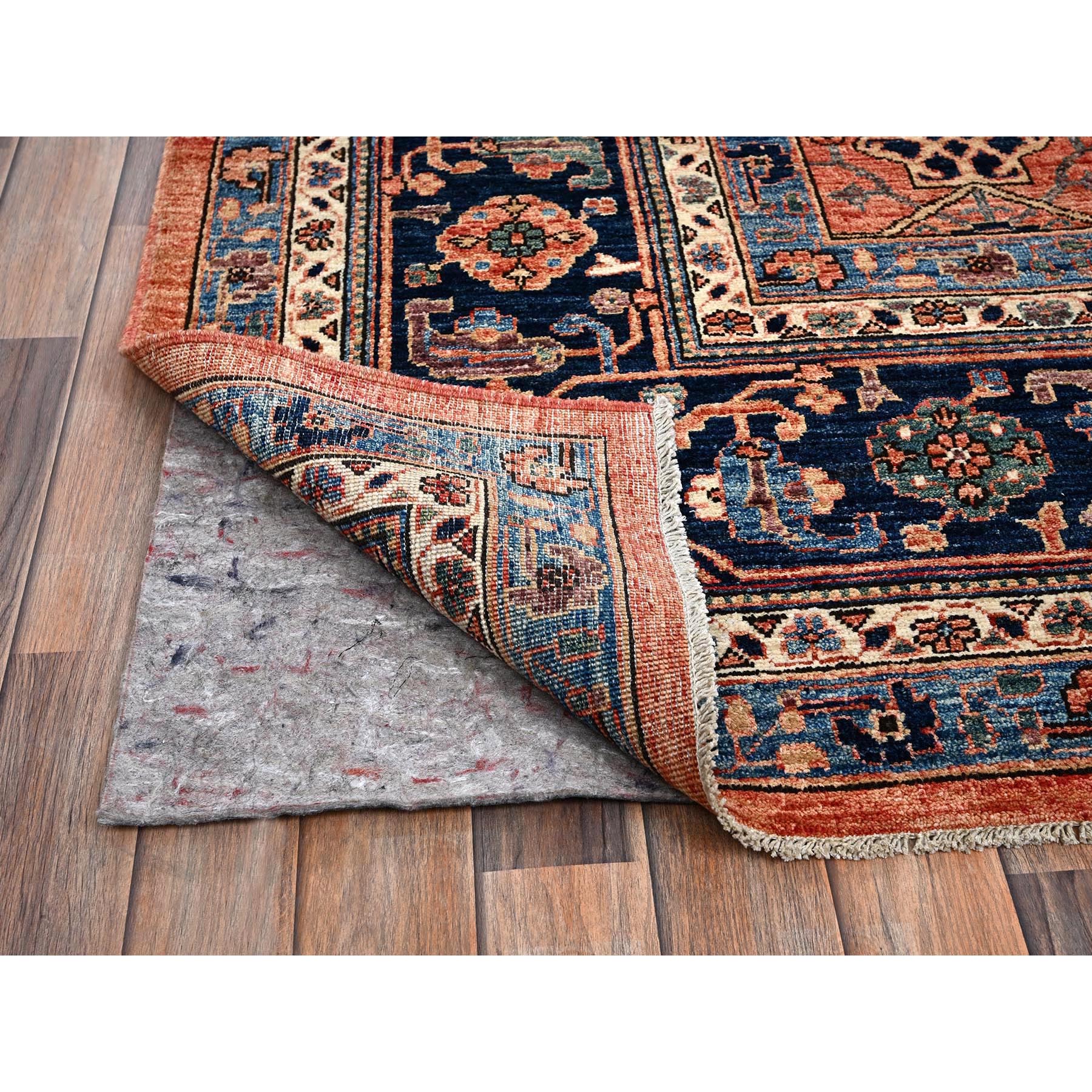 10'1"x13'10" Coral Red, Aryana Collection, Bijar Garus Design, Vegetable Dyes, High Mountain Wool, Hand Knotted, Soft Pile, Densely Woven, Oriental Rug Sh1036