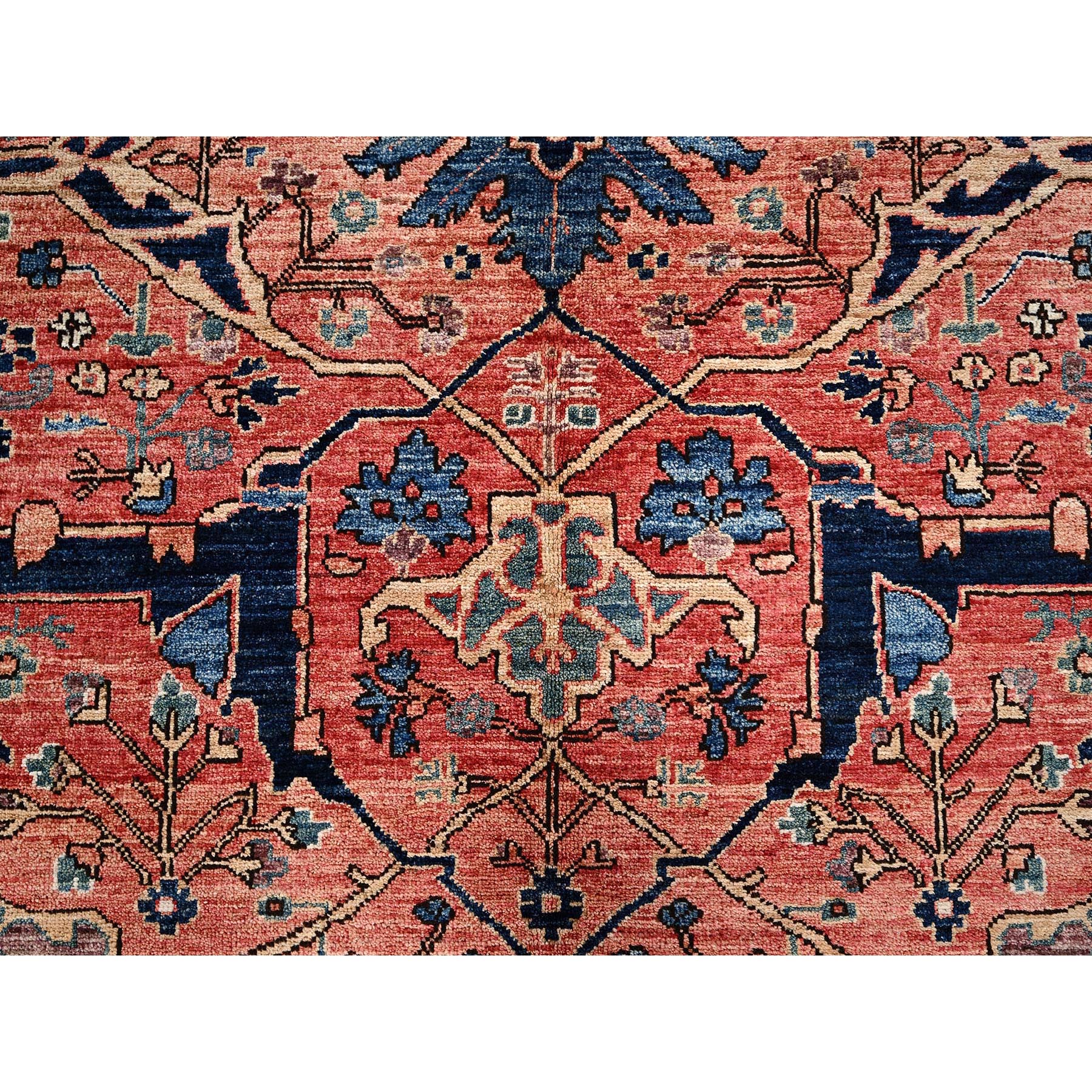 10'1"x13'10" Coral Red, Aryana Collection, Bijar Garus Design, Vegetable Dyes, High Mountain Wool, Hand Knotted, Soft Pile, Densely Woven, Oriental Rug Sh1036