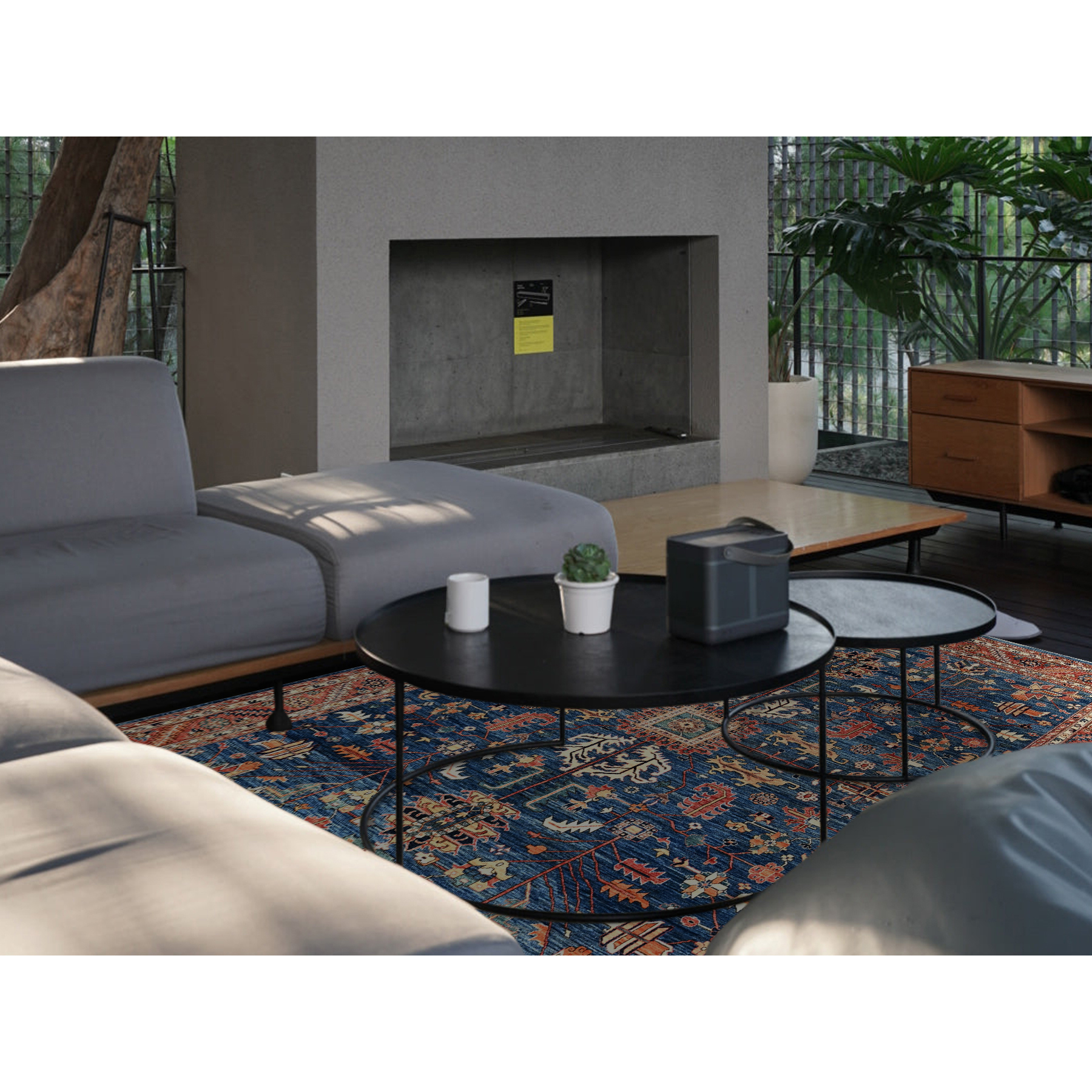 10'x13'10" Imperial Blue, Aryana Collection, Heriz All Over Design, Vegetable Dyes, Soft Pile, High Mountain Wool, Hand Knotted, Densely Woven, Oriental Rug Sh1038