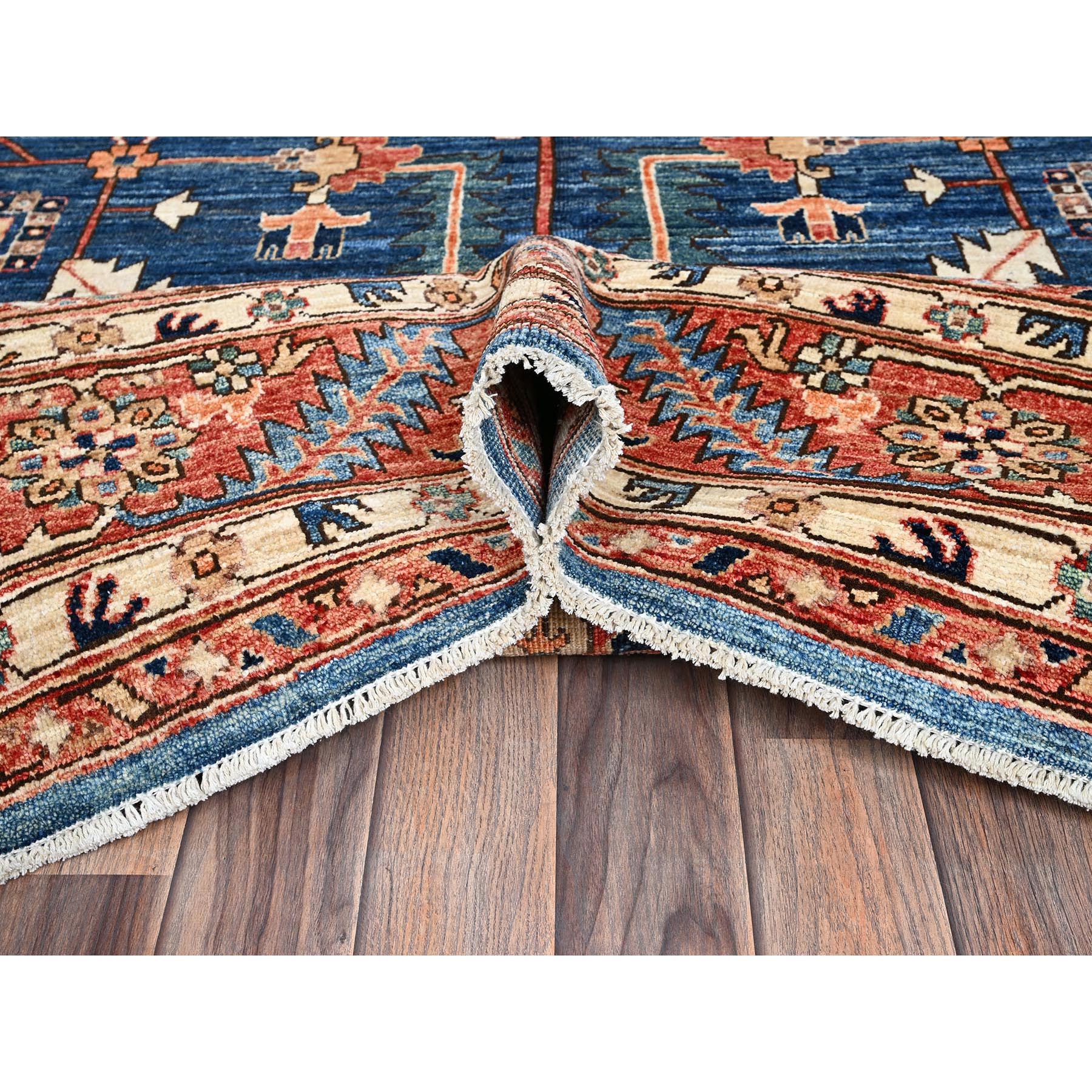 10'x13'10" Imperial Blue, Aryana Collection, Heriz All Over Design, Vegetable Dyes, Soft Pile, High Mountain Wool, Hand Knotted, Densely Woven, Oriental Rug Sh1038