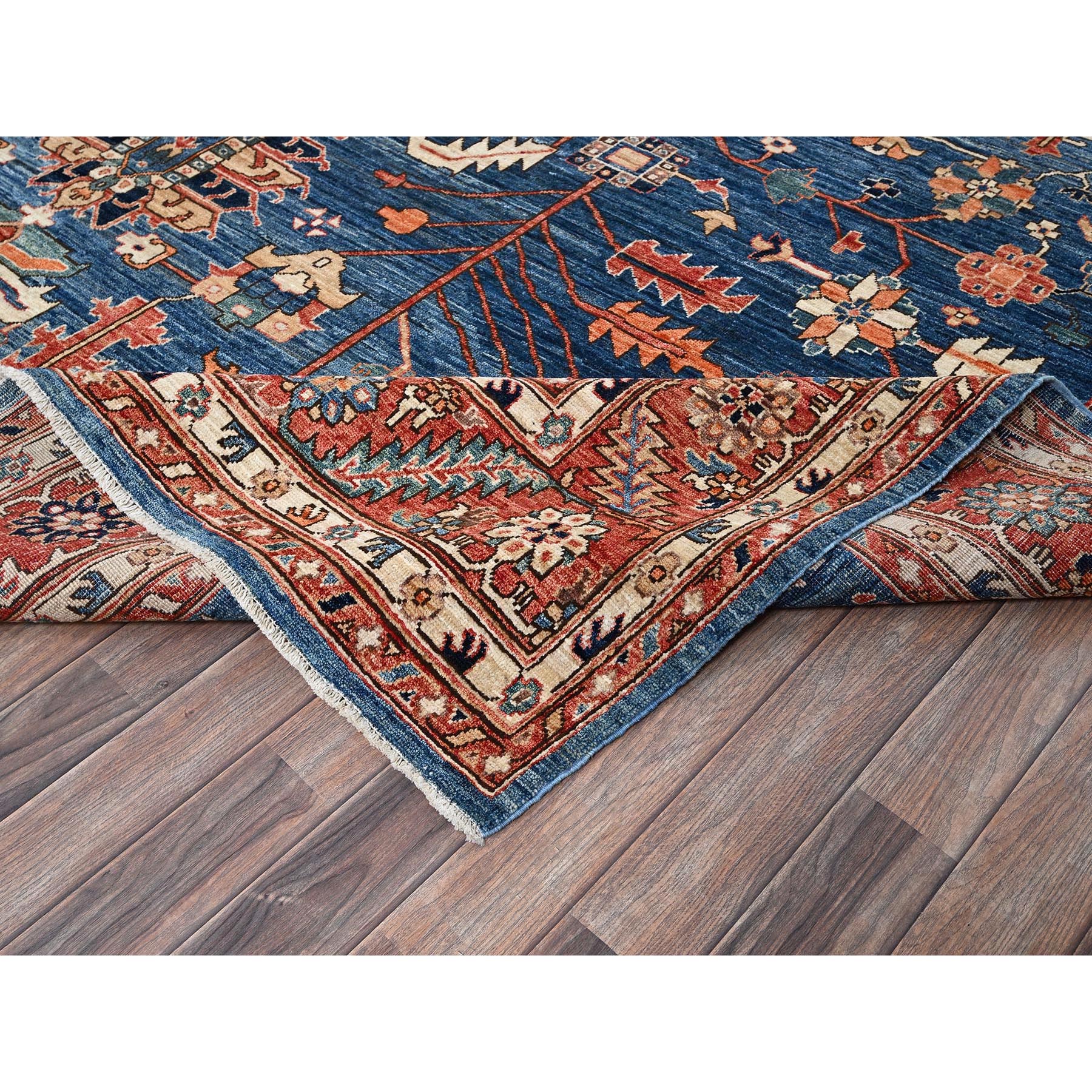 10'x13'10" Imperial Blue, Aryana Collection, Heriz All Over Design, Vegetable Dyes, Soft Pile, High Mountain Wool, Hand Knotted, Densely Woven, Oriental Rug Sh1038